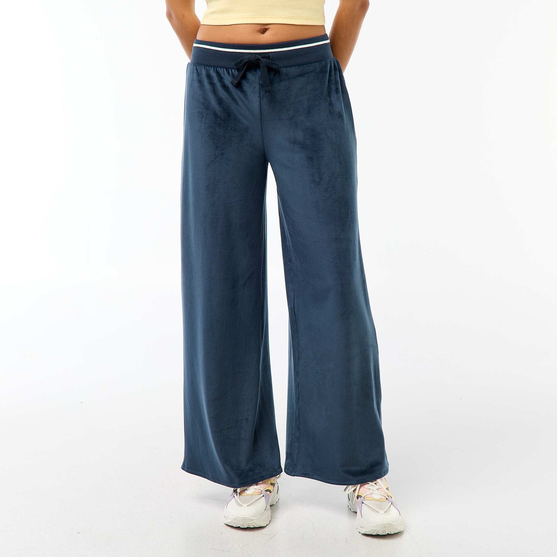 Pantalon de jogging large en velours BLEU