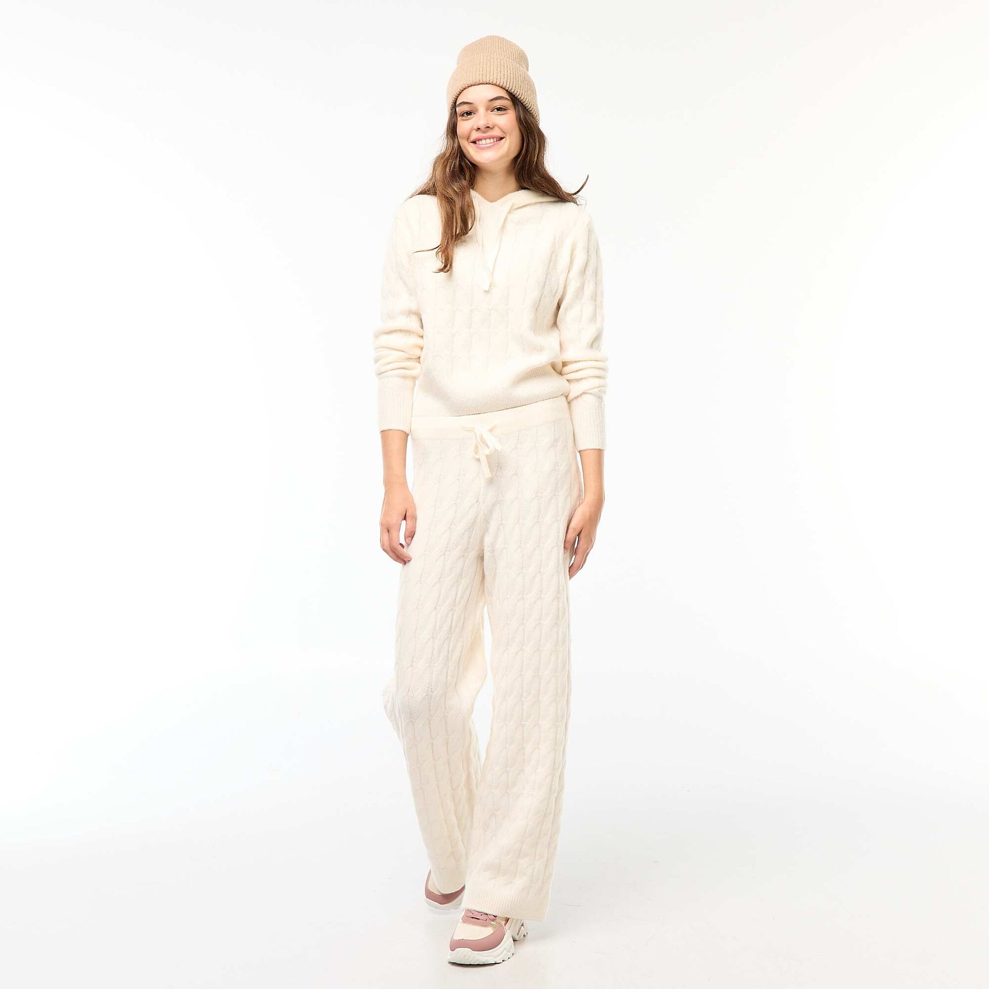 Pantalon en tricot torsadé ECRU