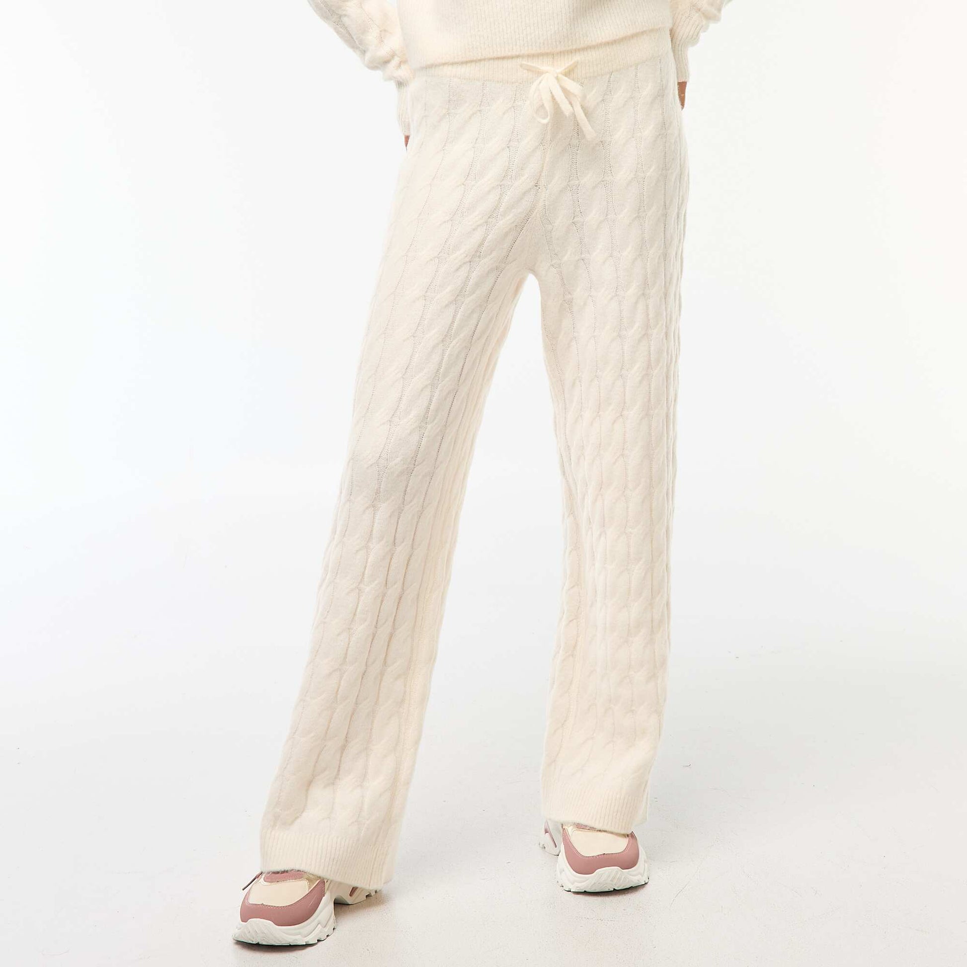 Pantalon en tricot torsadé ECRU