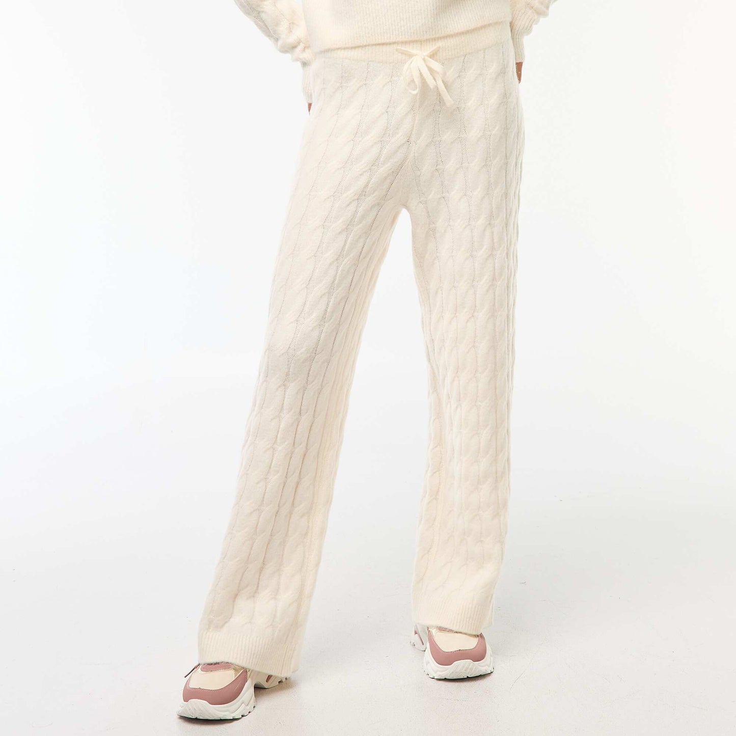 Pantalon en tricot torsadé ECRU
