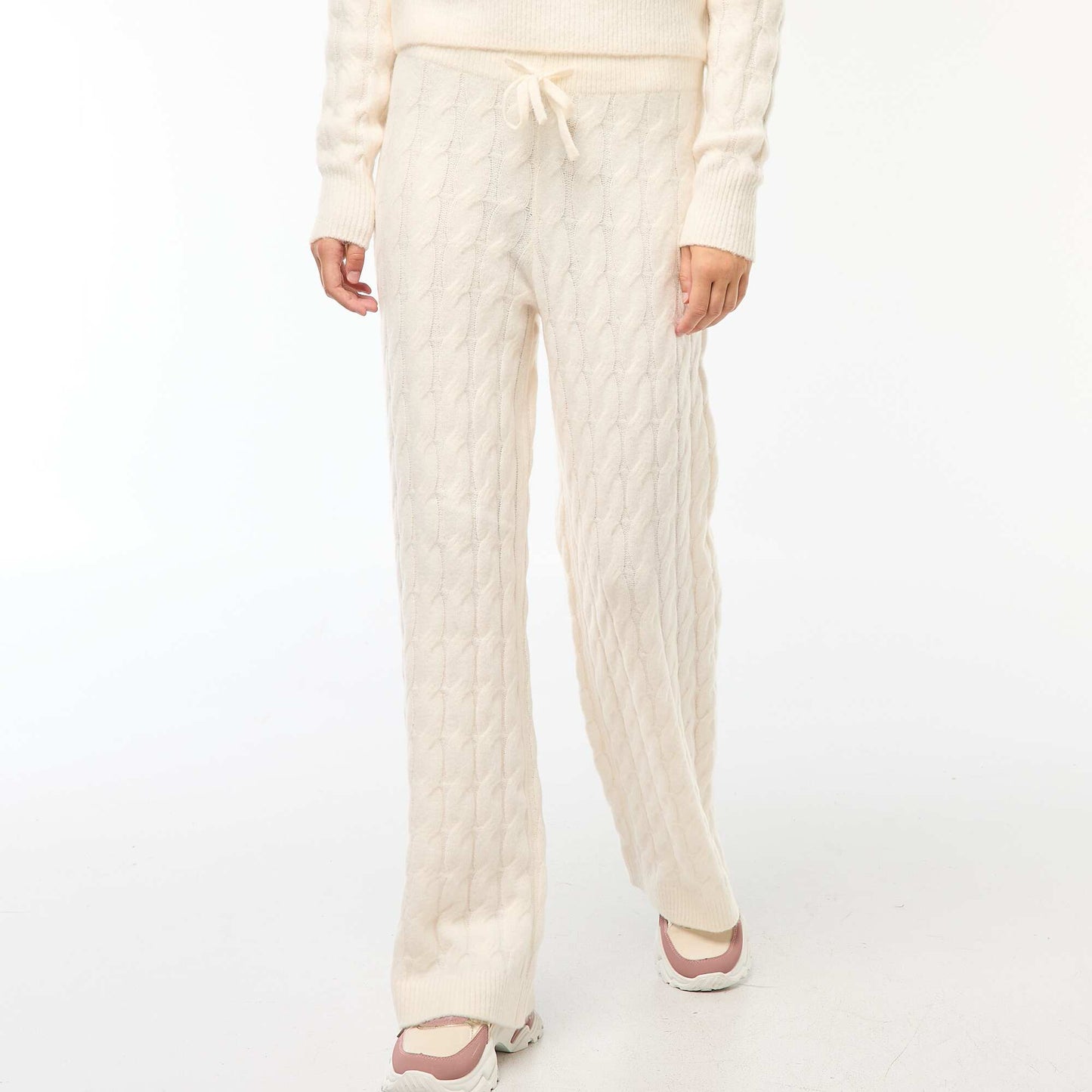 Pantalon en tricot torsadé ECRU