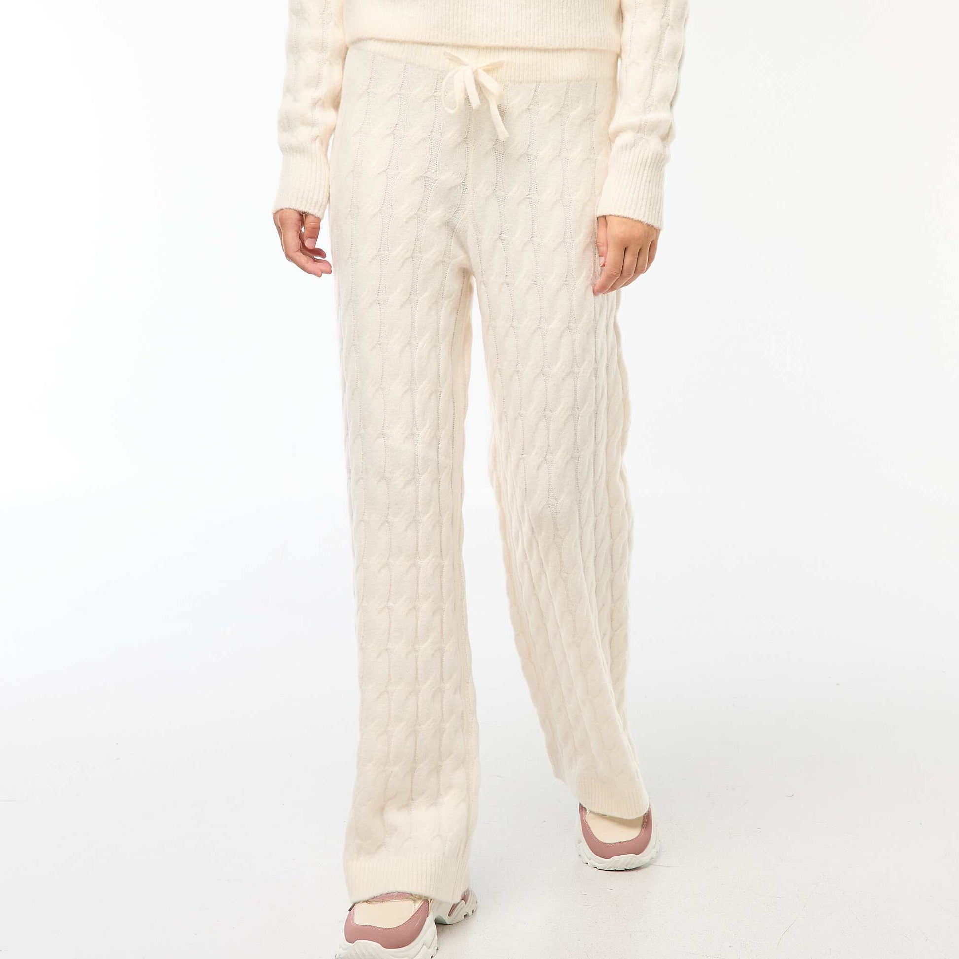 Pantalon en tricot torsadé ECRU