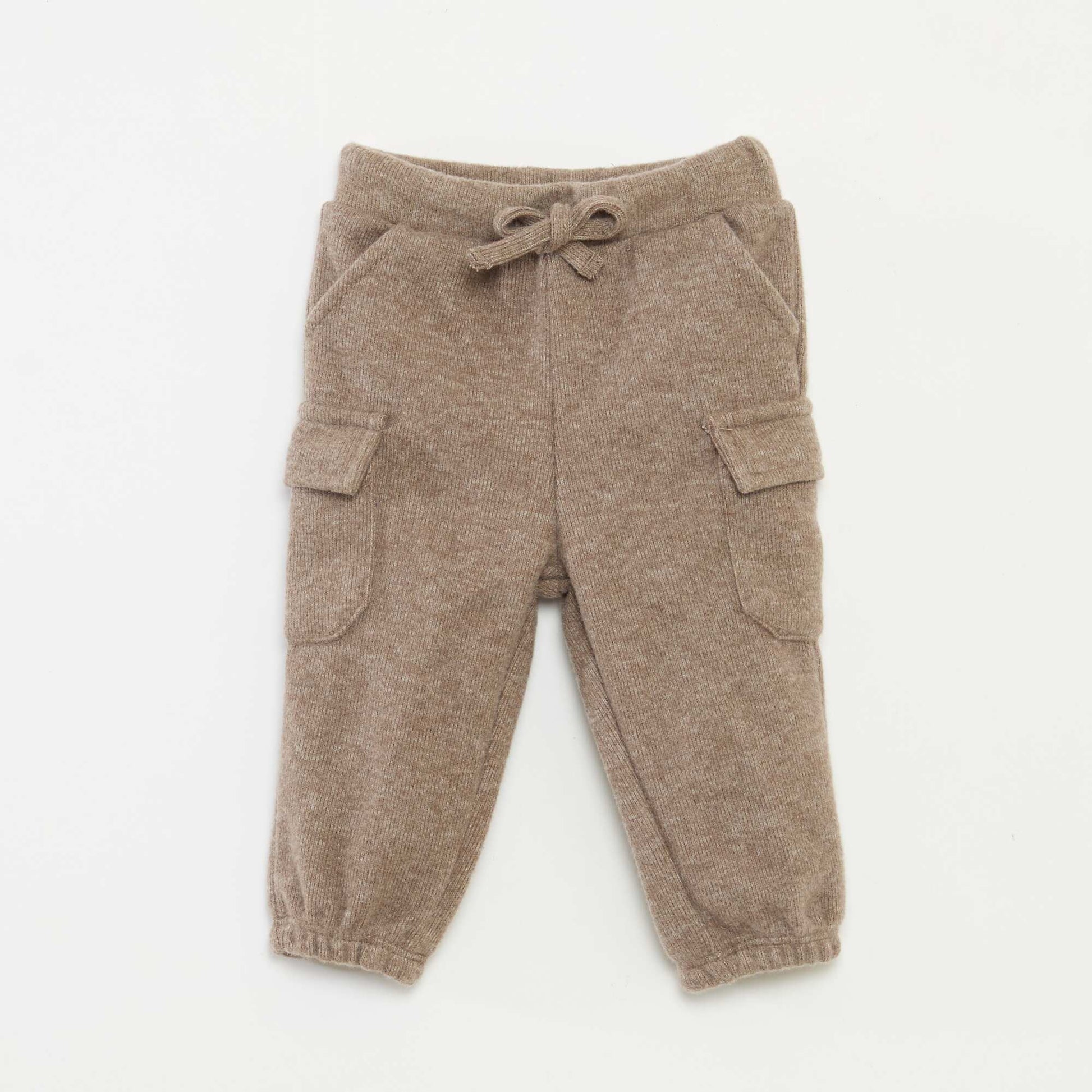 Jogging rib en coton uni BEIGE