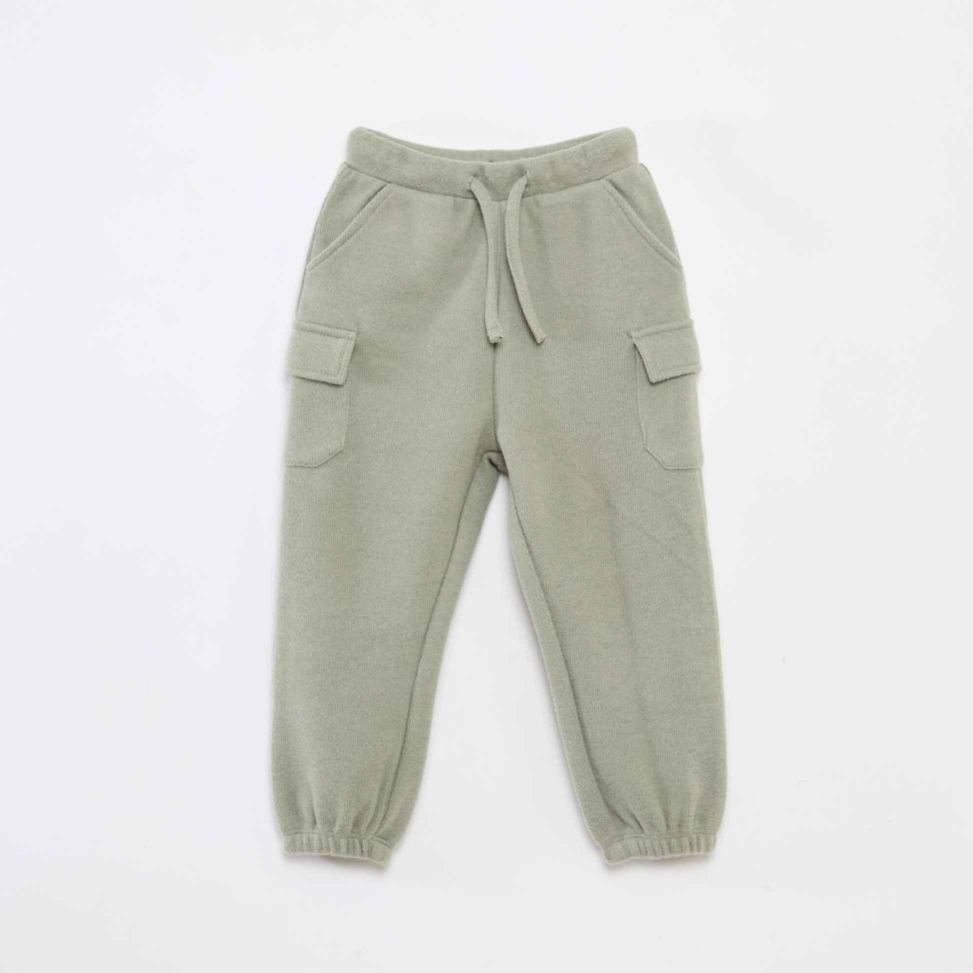 Jogging rib en coton uni VERT
