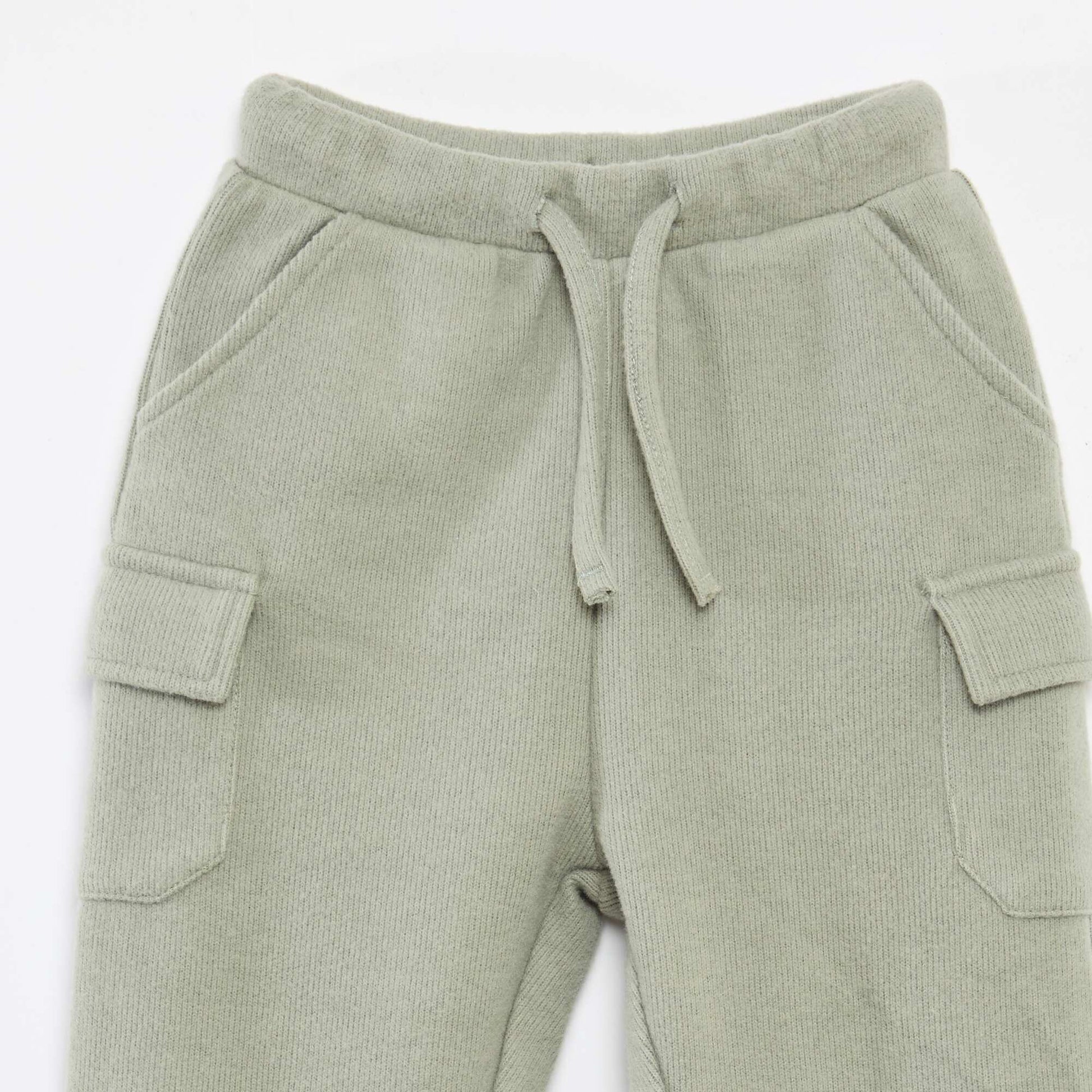 Jogging rib en coton uni VERT