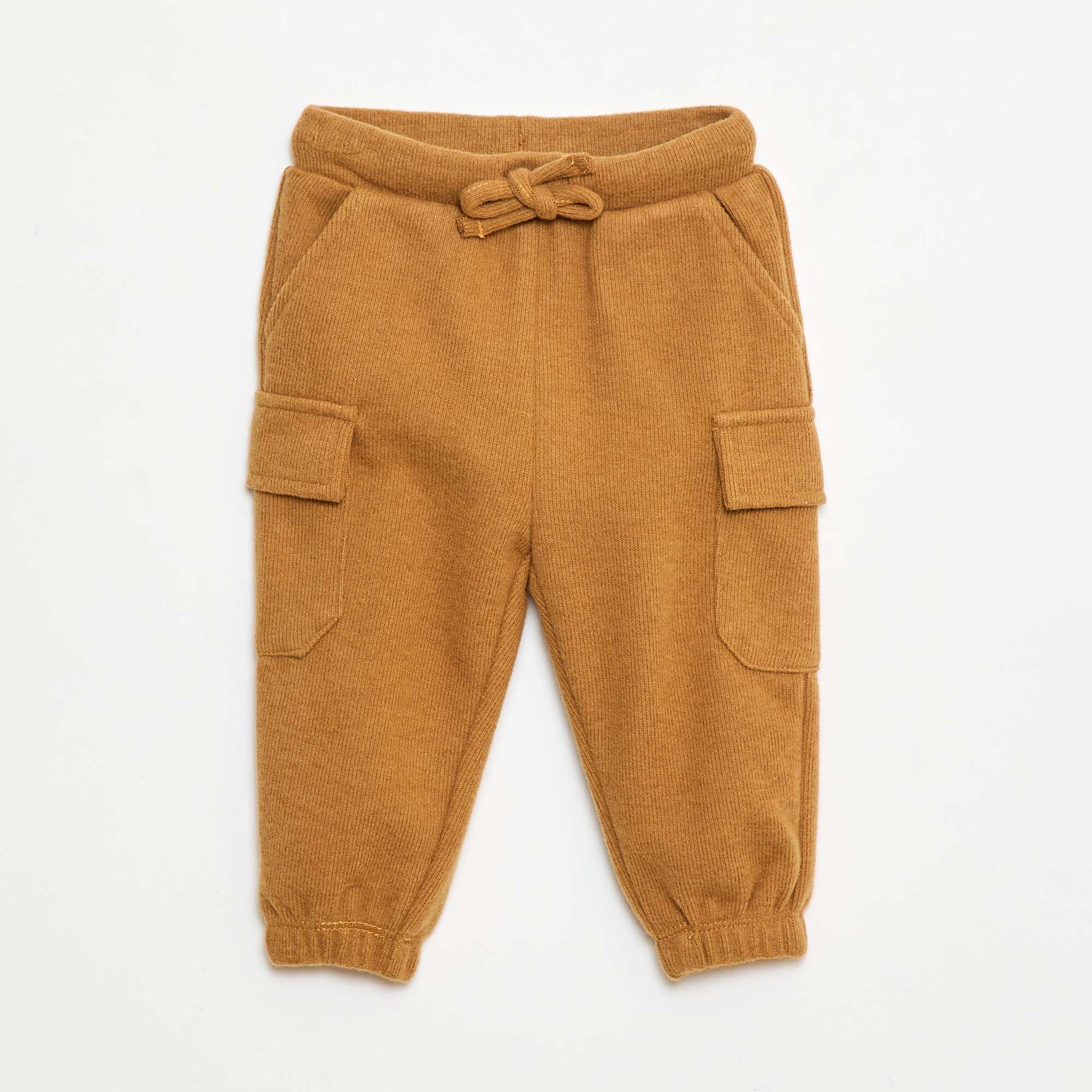 Jogging rib en coton uni BEIGE