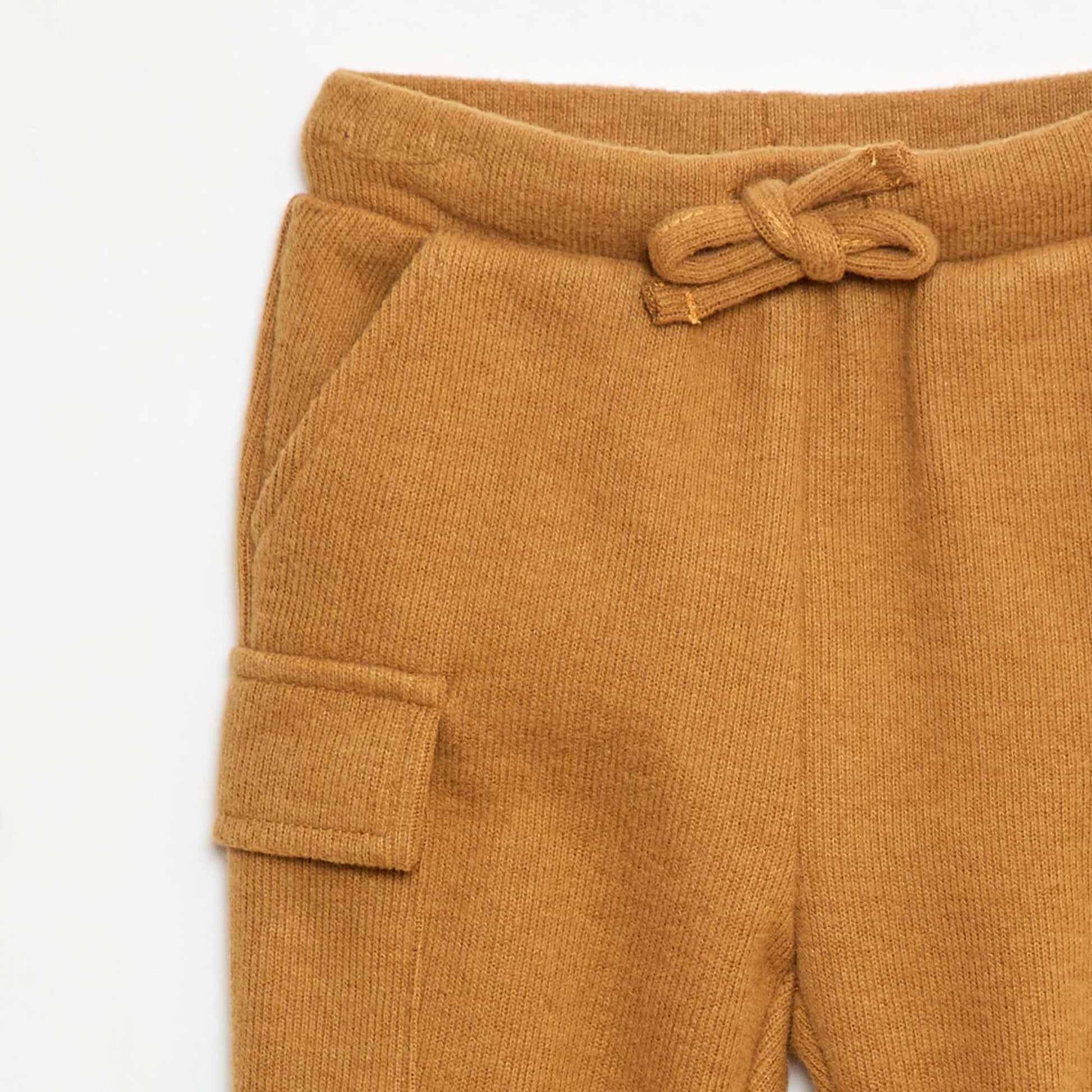 Jogging rib en coton uni BEIGE