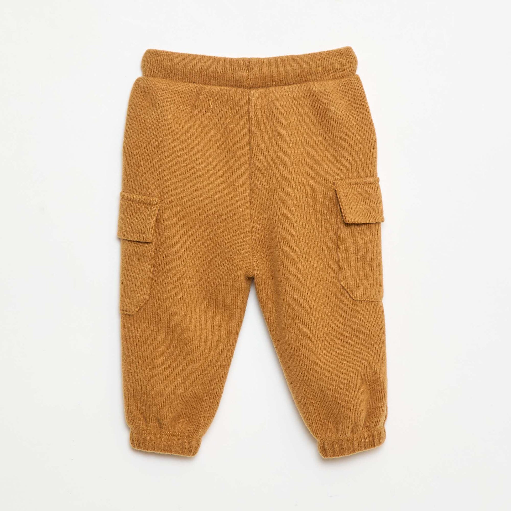 Jogging rib en coton uni BEIGE