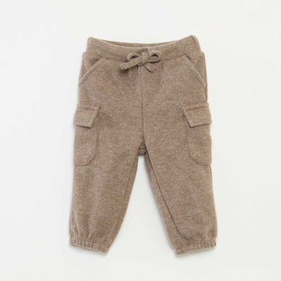 Jogging rib en coton uni MARRON