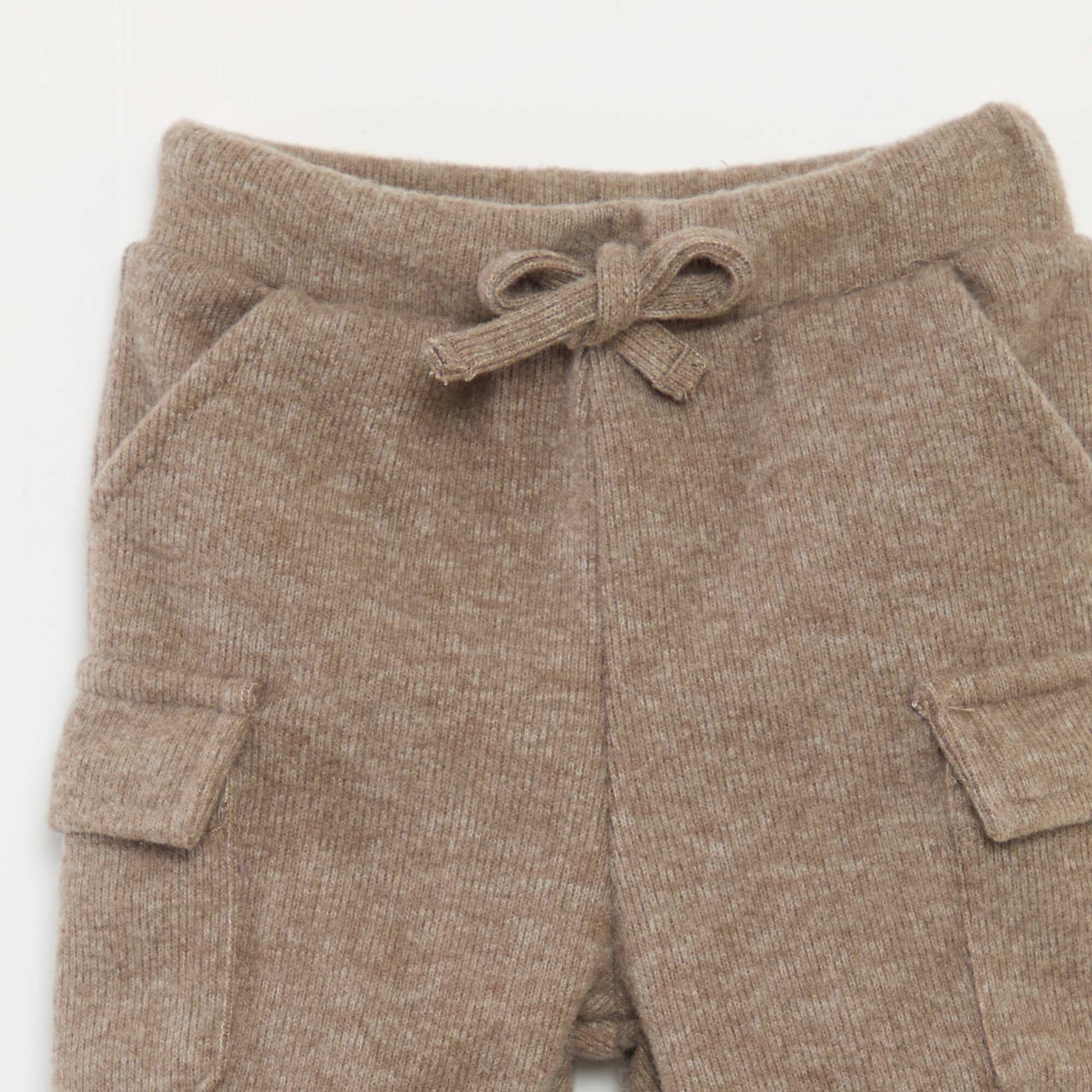 Jogging rib en coton uni MARRON