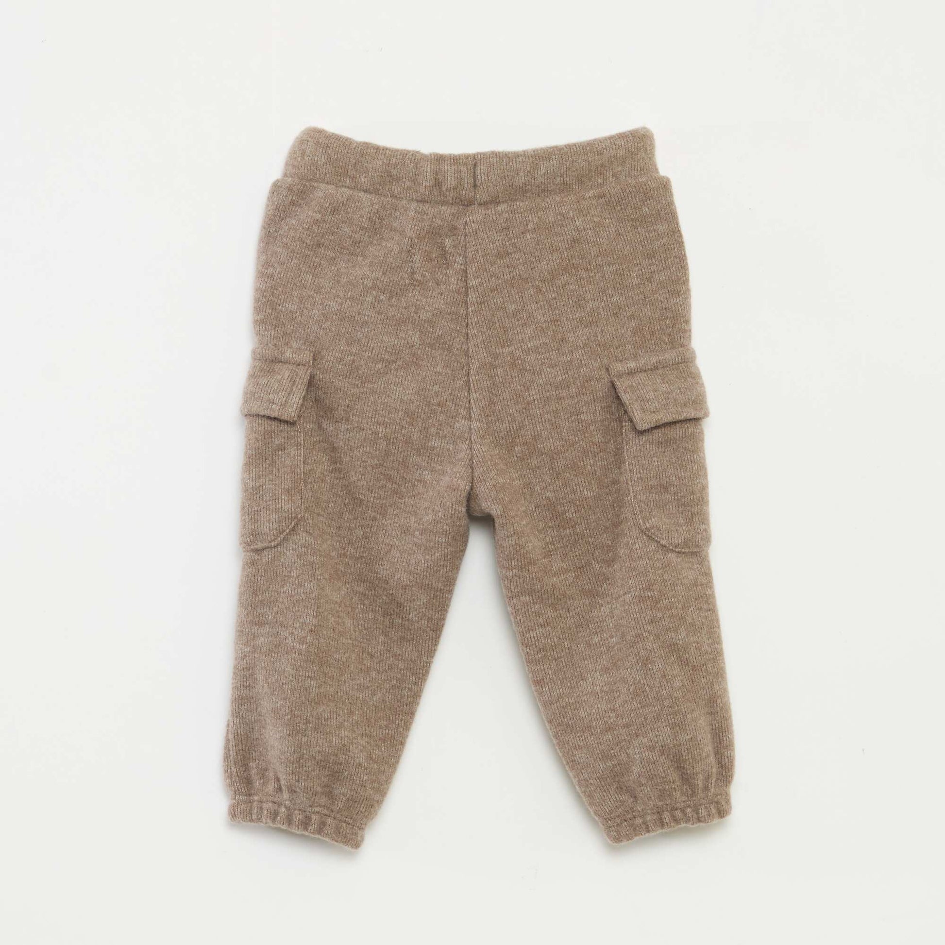 Jogging rib en coton uni MARRON