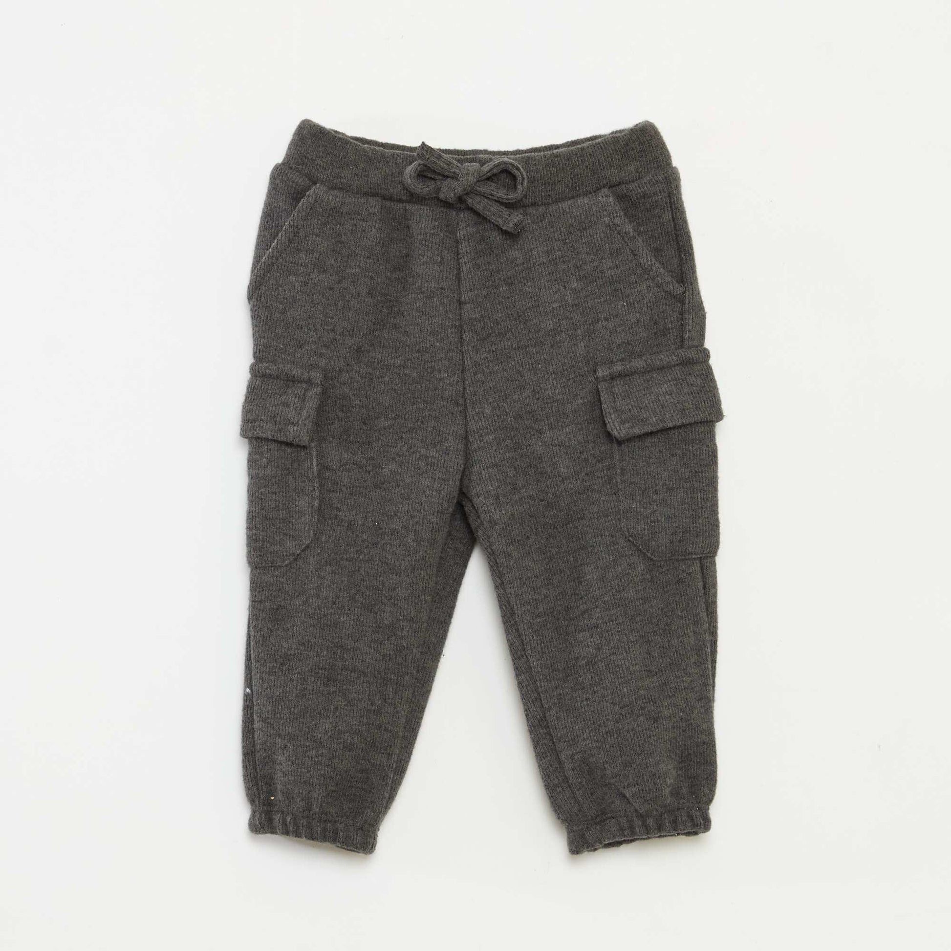 Jogging rib en coton uni GRIS