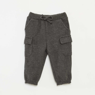 Jogging rib en coton uni GRIS