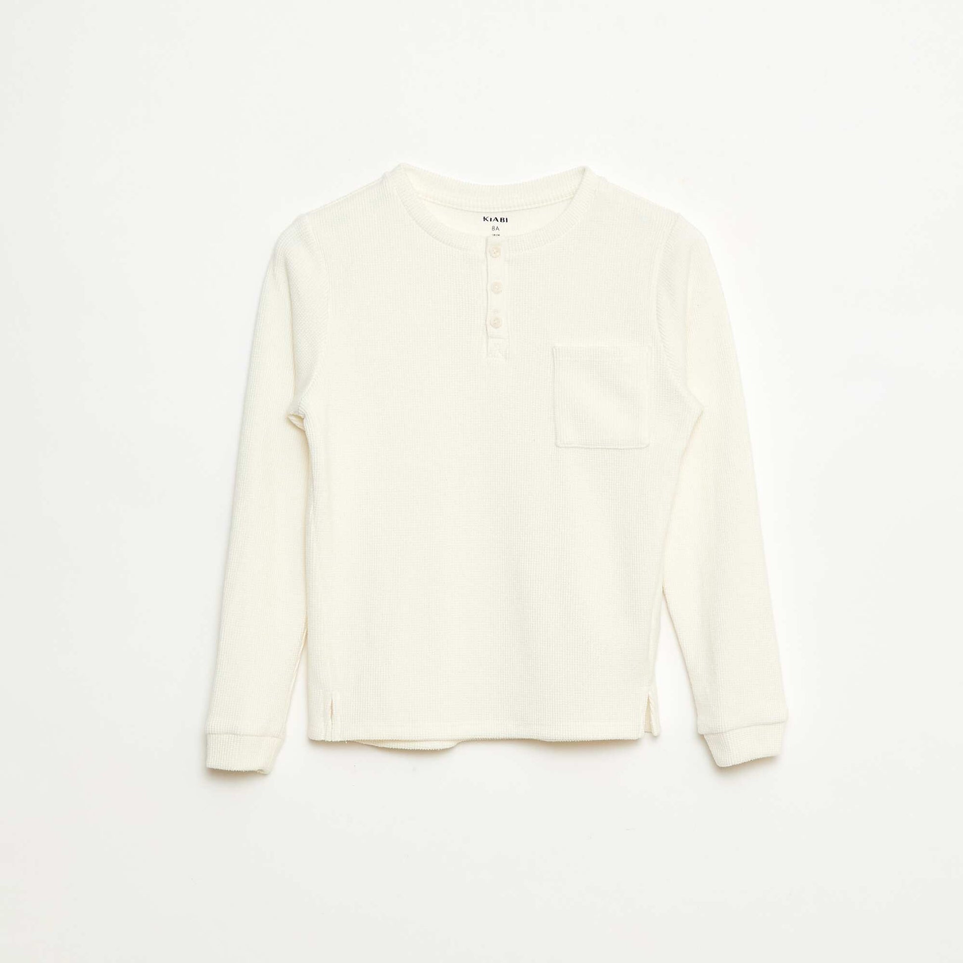 T-shirt en maille doudou avec poche poitrine BEIGE