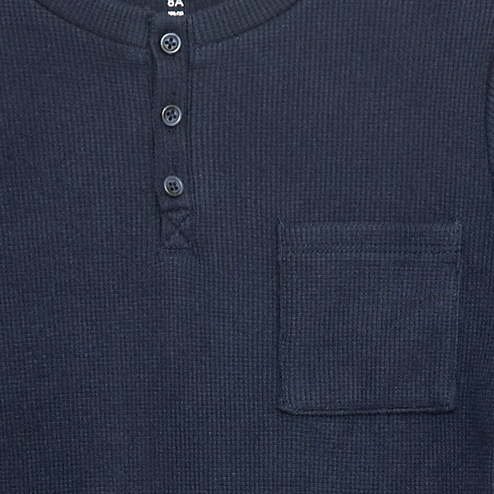 T-shirt en maille doudou avec poche poitrine BLEU