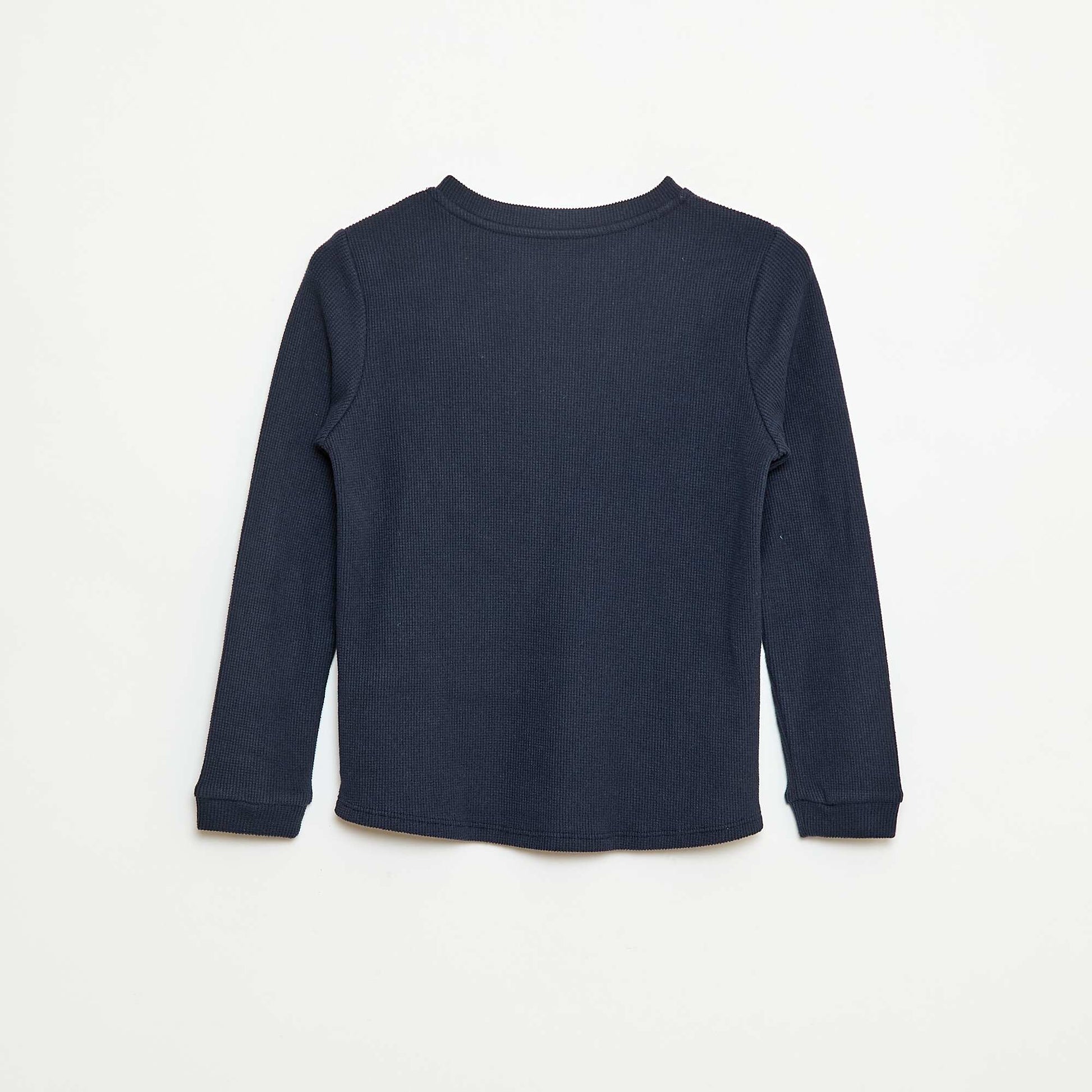 T-shirt en maille doudou avec poche poitrine BLEU