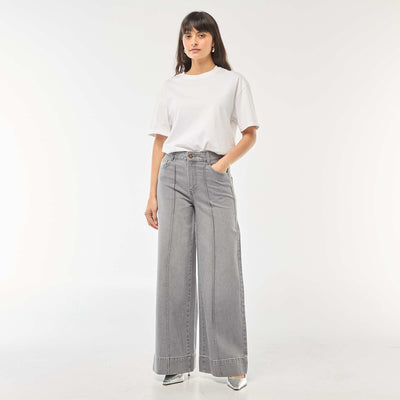 Jean coupe wide leg à 5 poches GRIS