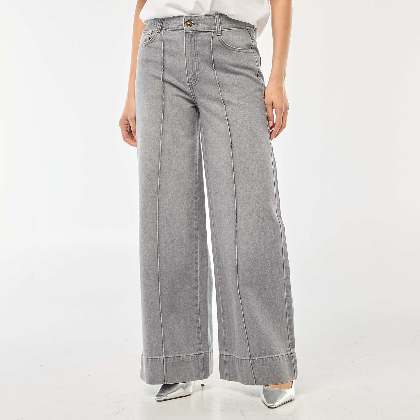 Jean coupe wide leg à 5 poches GRIS