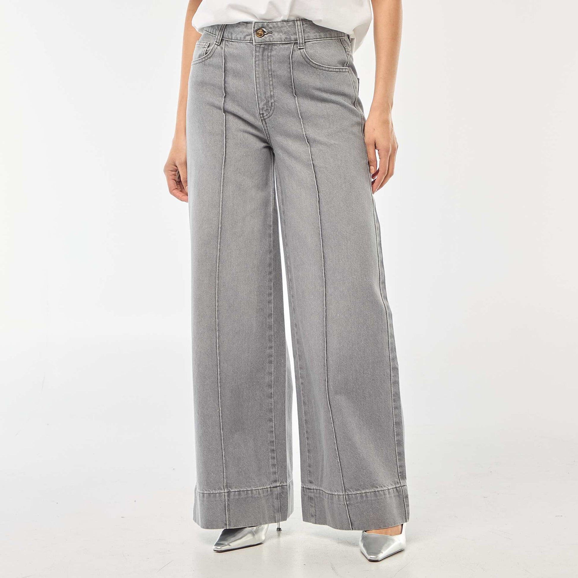 Jean coupe wide leg à 5 poches GRIS