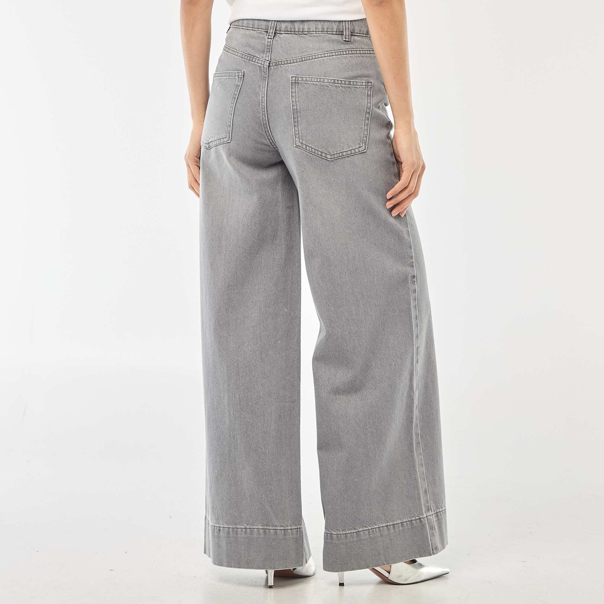 Jean coupe wide leg à 5 poches GRIS
