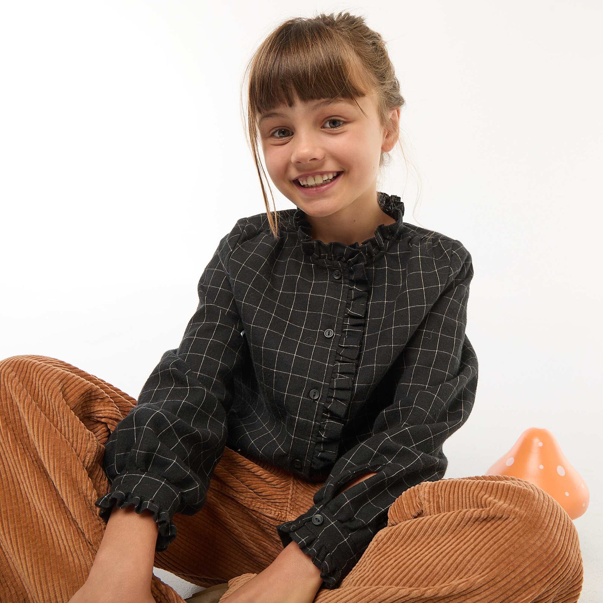 Chemise victorienne à carreaux GRIS