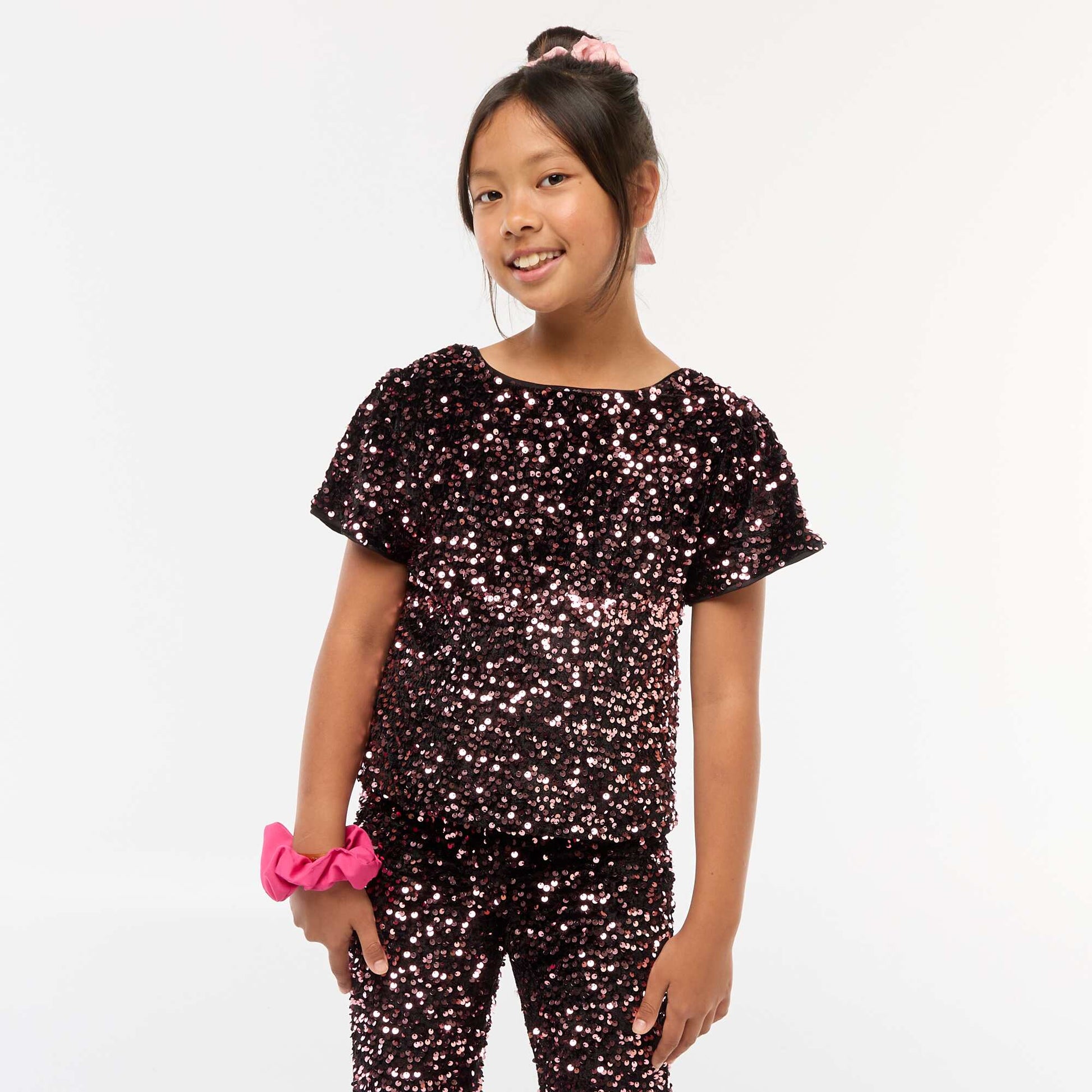 Blouse en velours sequins ROSE