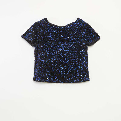 Blouse en velours sequins BLEU