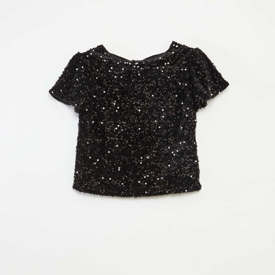 Blouse en velours sequins NOIR