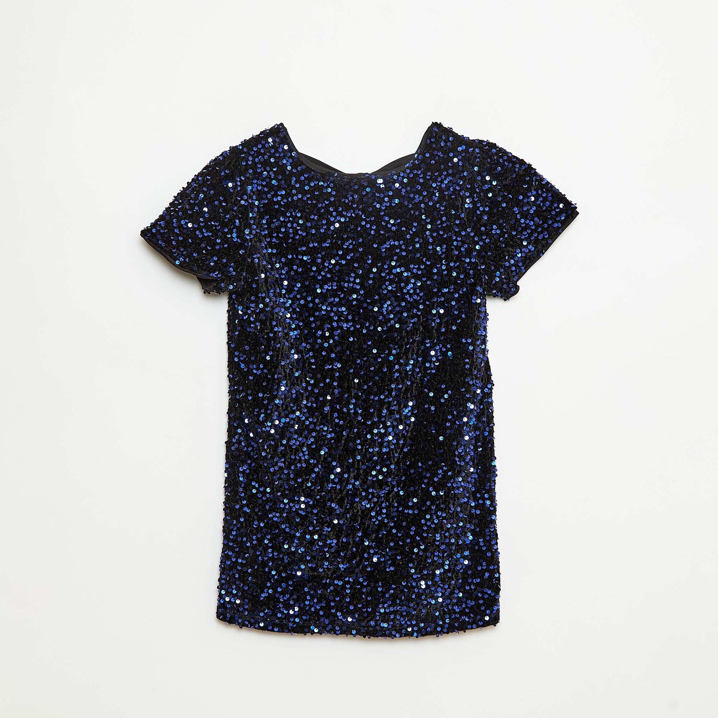 Robe courte velours avec sequins BLEU