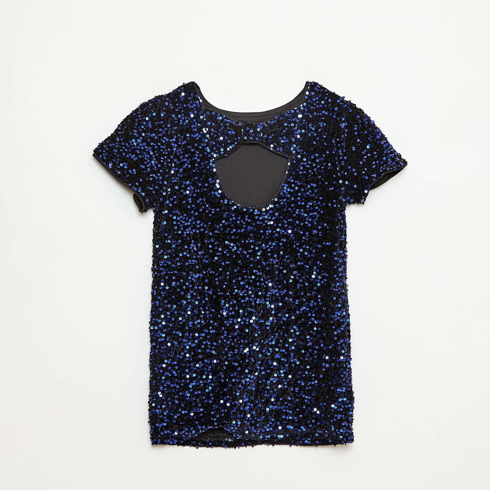 Robe courte velours avec sequins BLEU