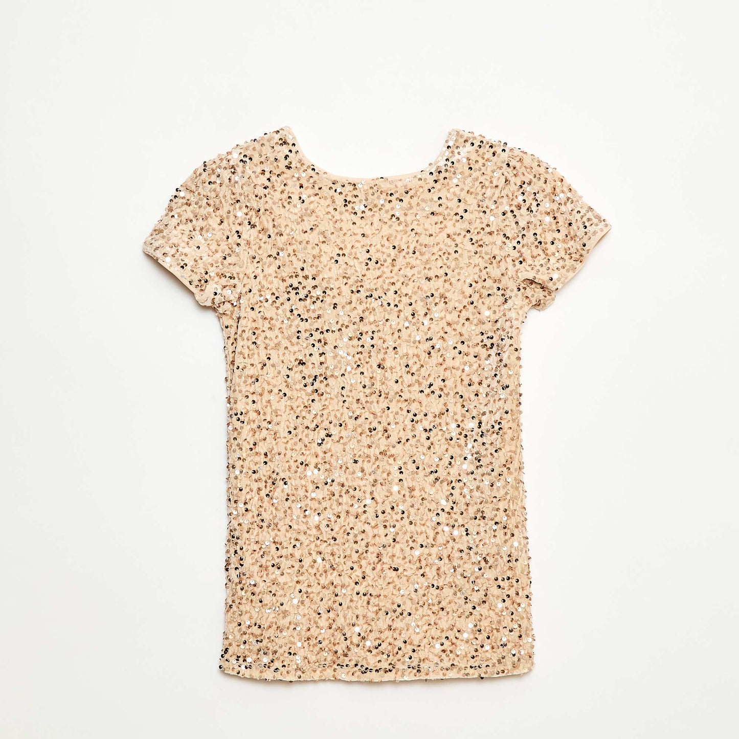Robe courte velours avec sequins BEIGE