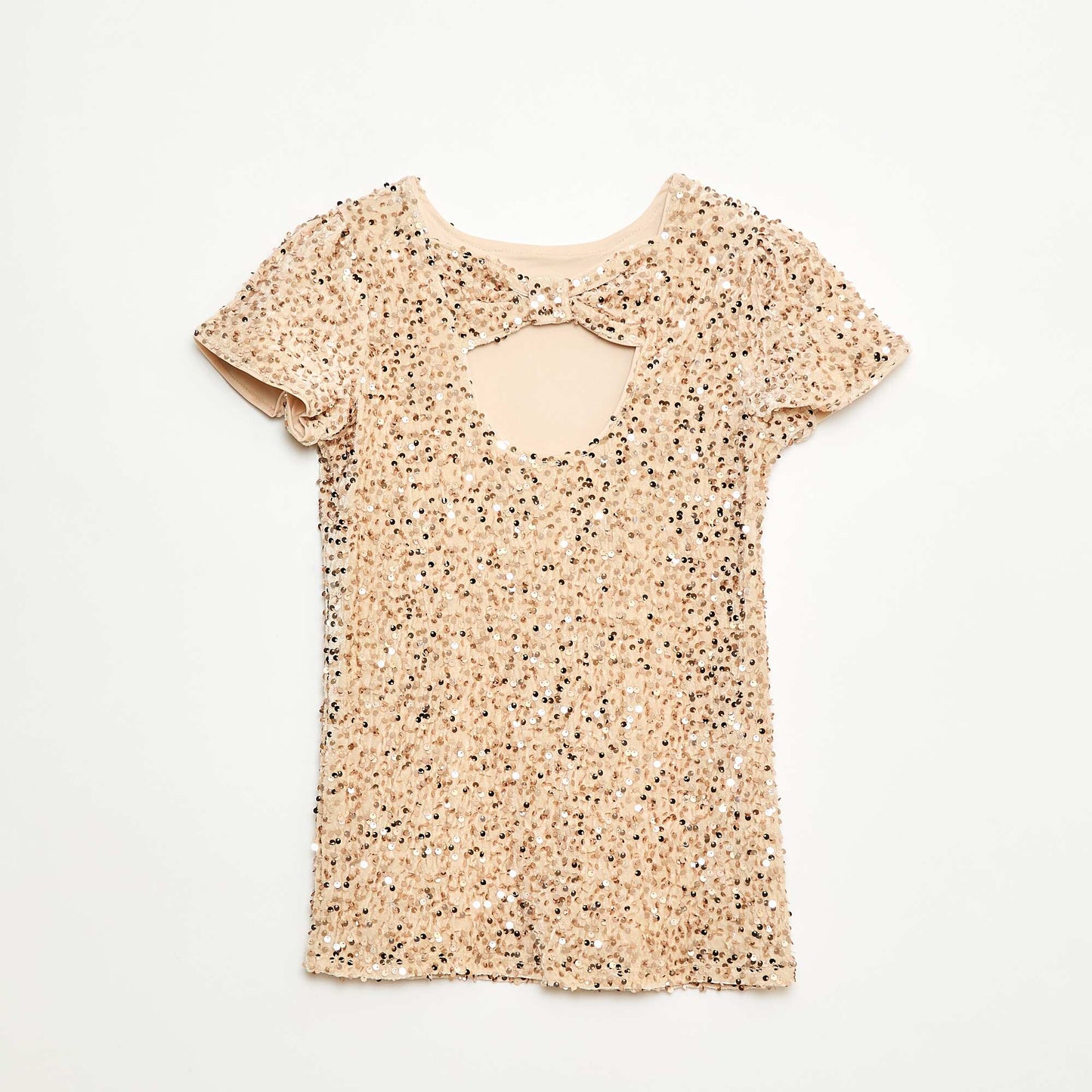 Robe courte velours avec sequins BEIGE