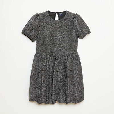 Robe à manches courtes avec paillettes all over GRIS