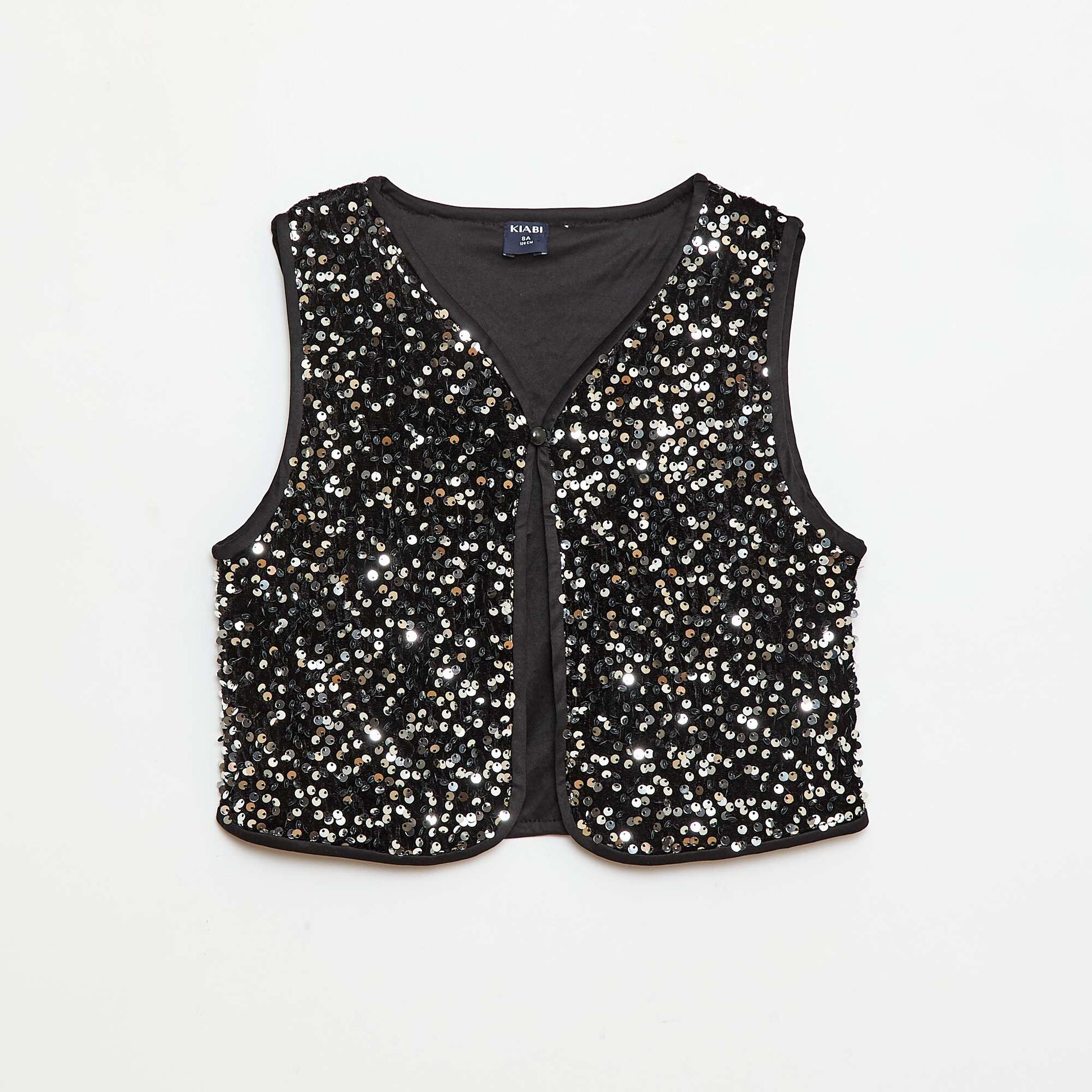 Gilet sans manches en velours avec sequins GRIS