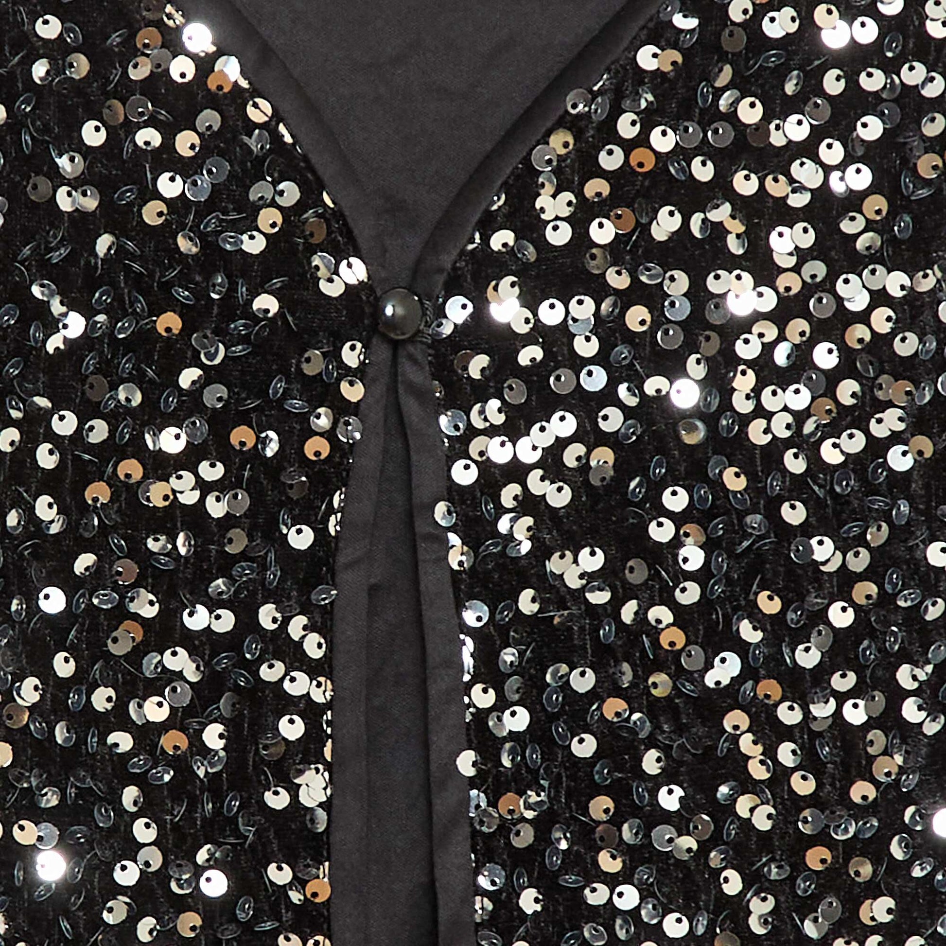 Gilet sans manches en velours avec sequins GRIS
