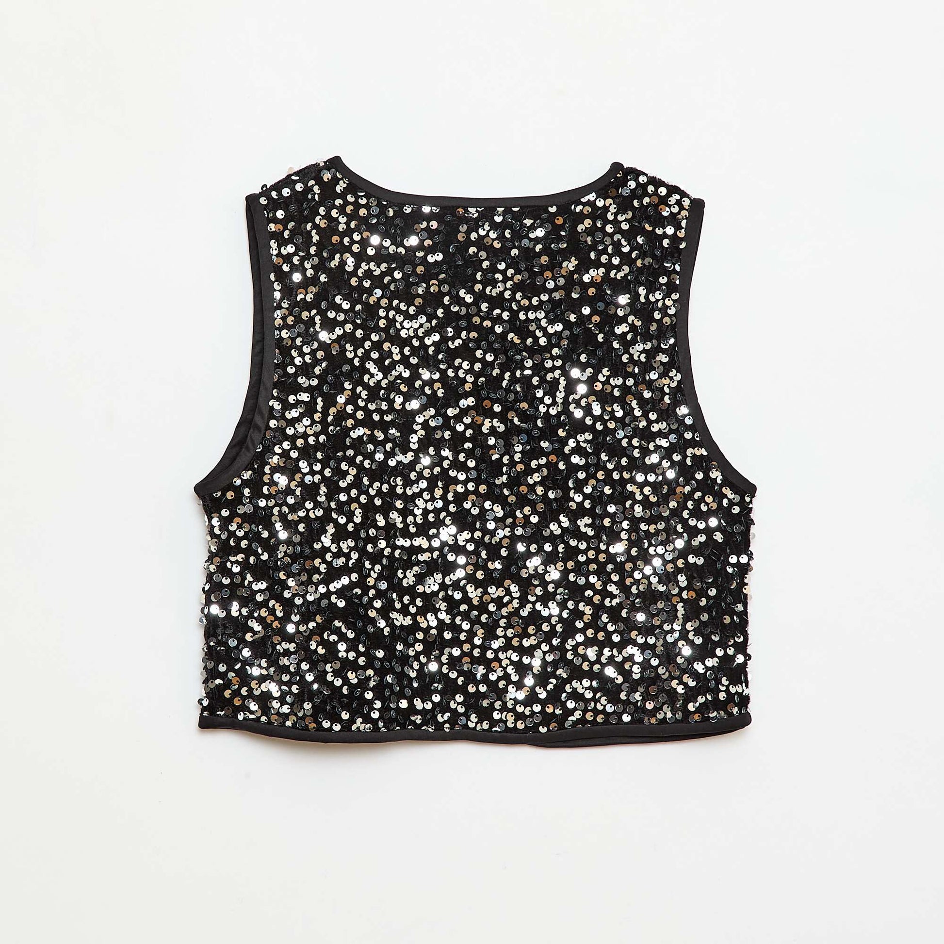Gilet sans manches en velours avec sequins GRIS