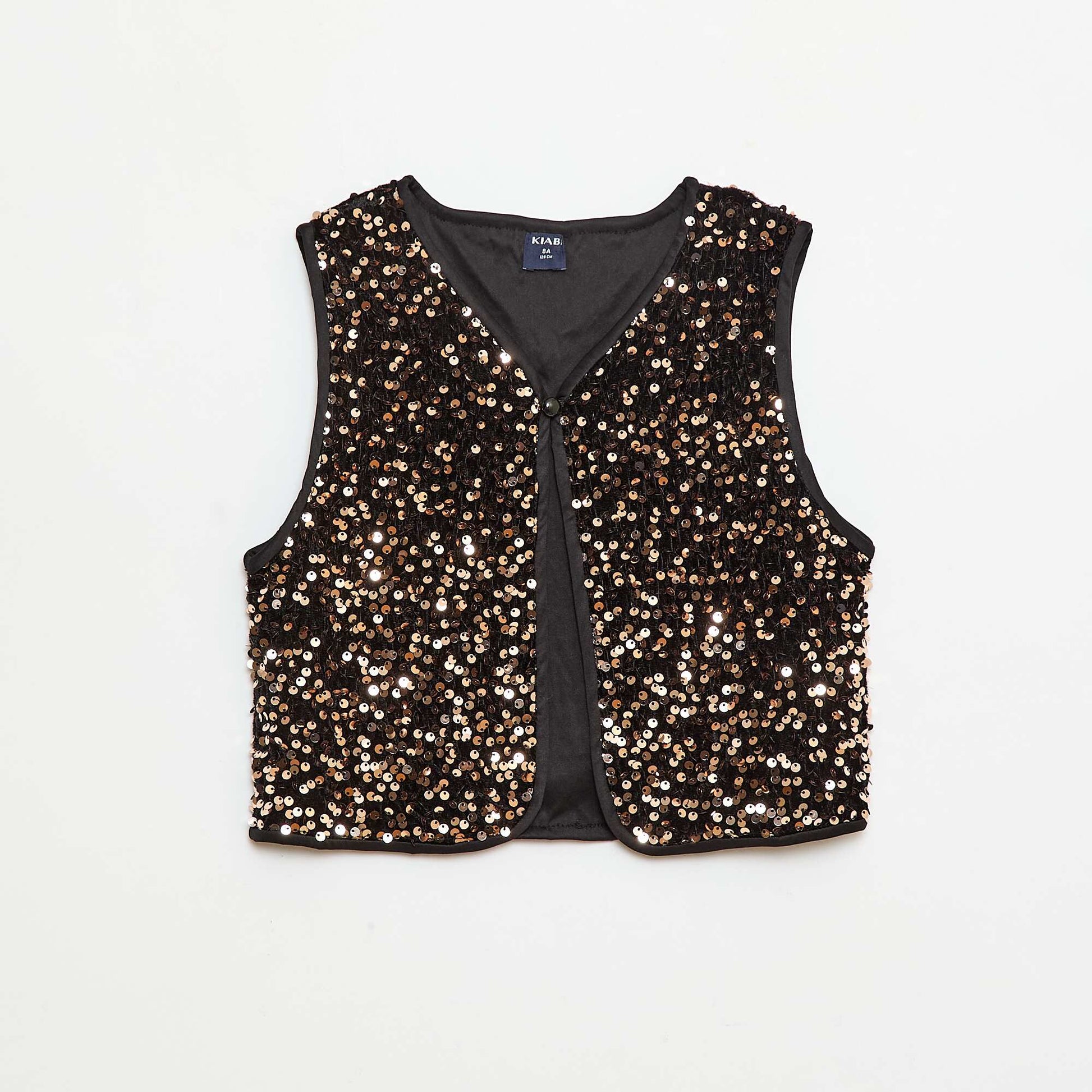 Gilet sans manches en velours avec sequins JAUNE