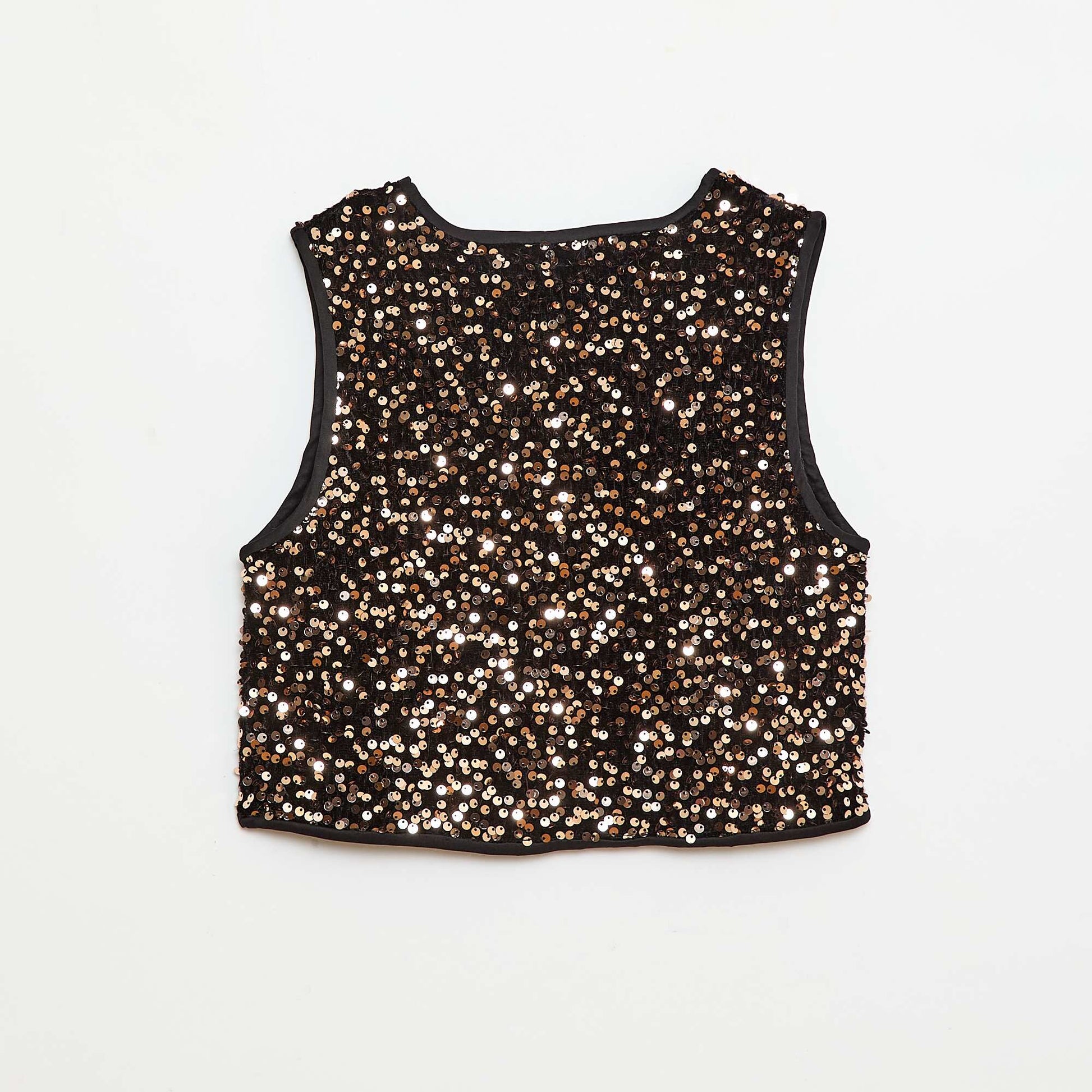 Gilet sans manches en velours avec sequins JAUNE