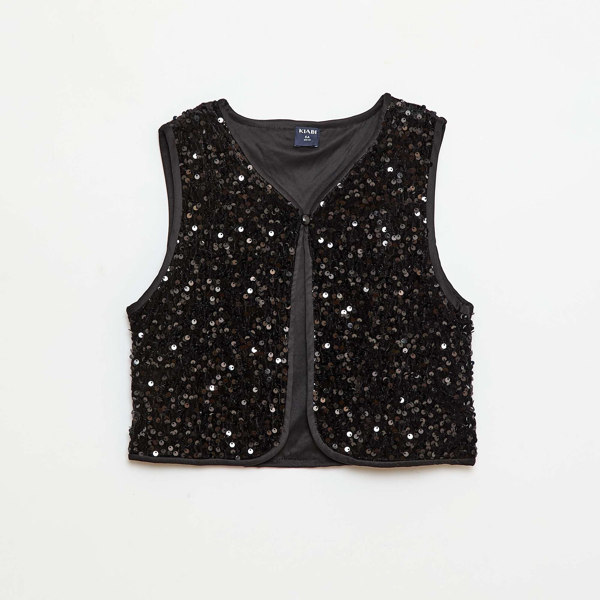 Gilet sans manches en velours avec sequins NOIR