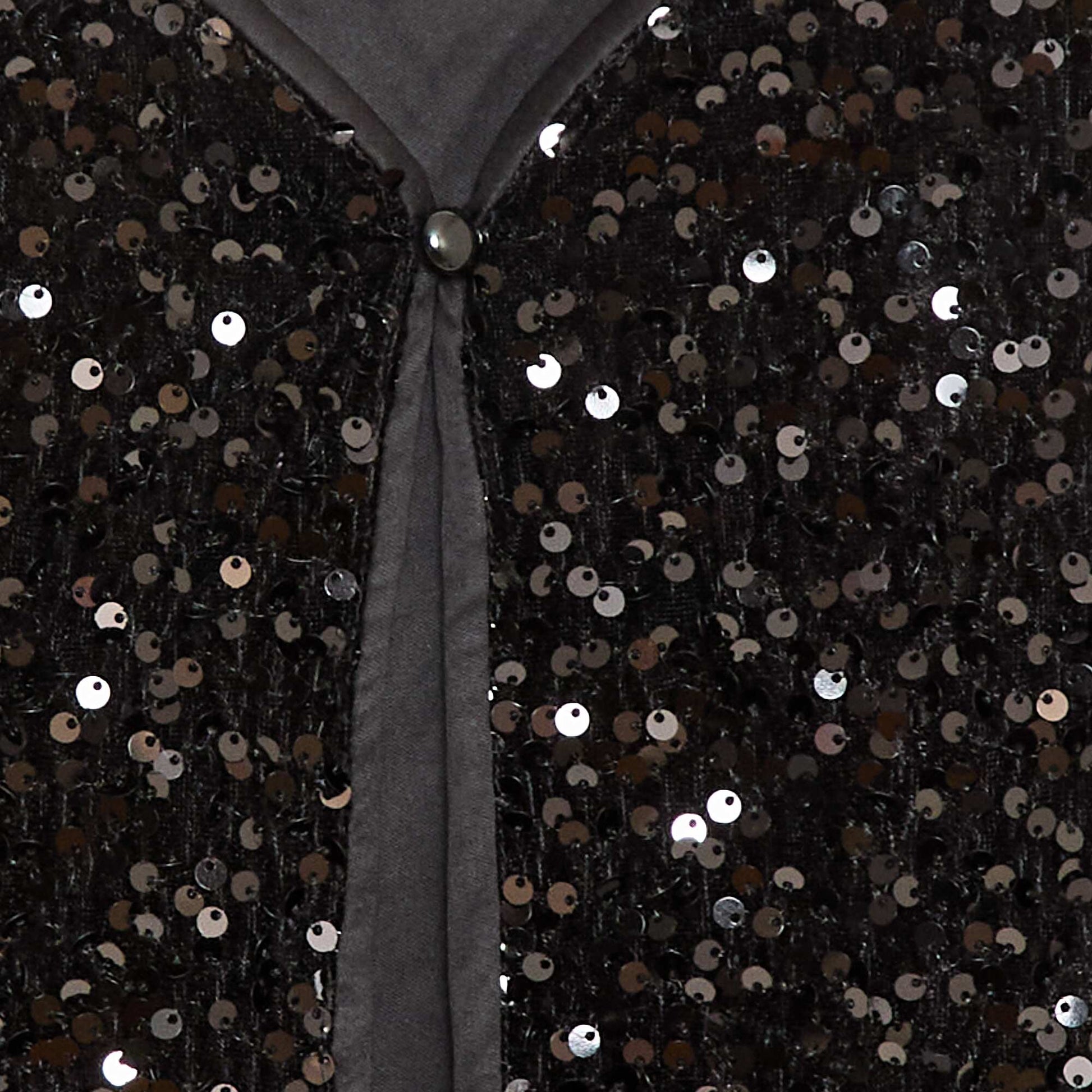 Gilet sans manches en velours avec sequins NOIR