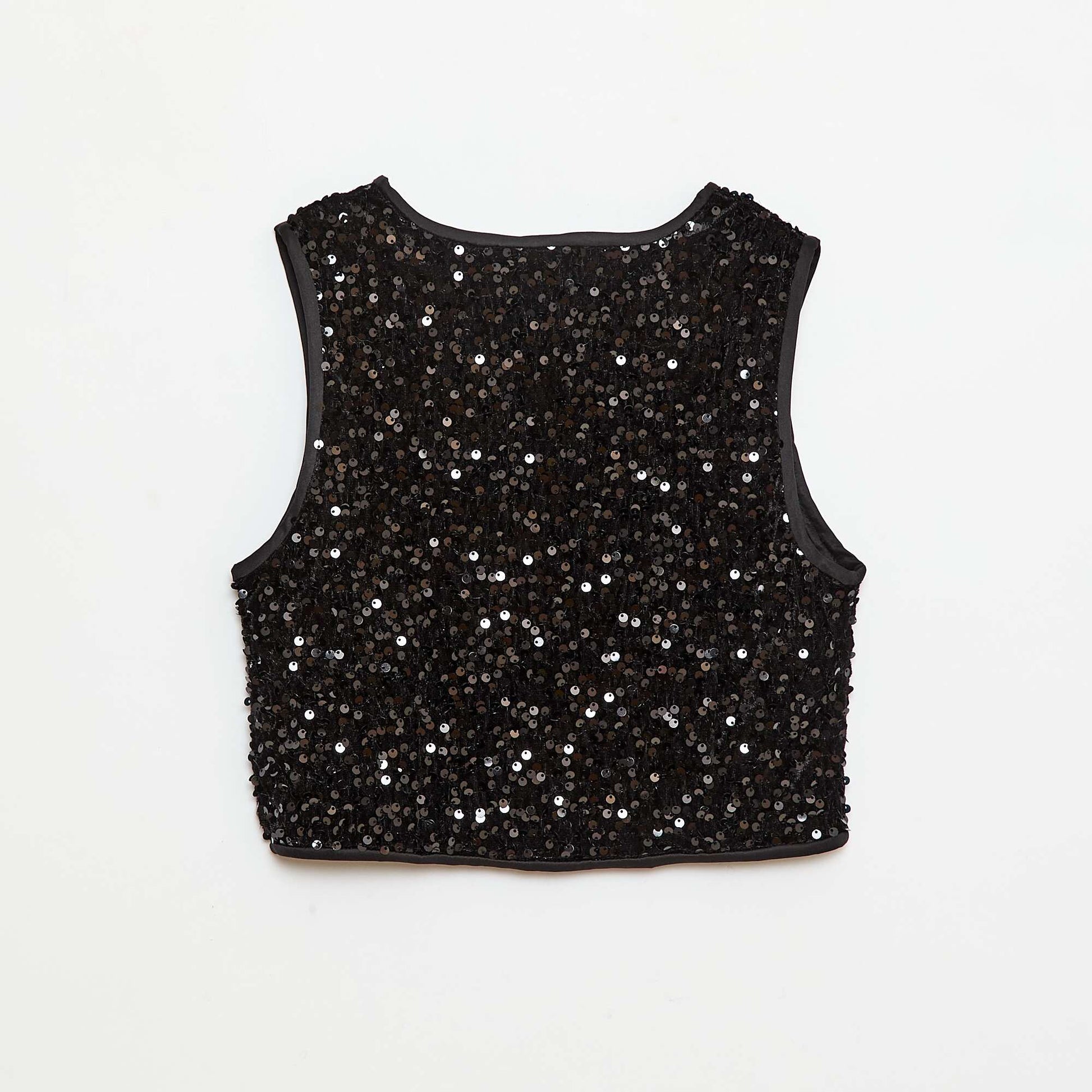 Gilet sans manches en velours avec sequins NOIR