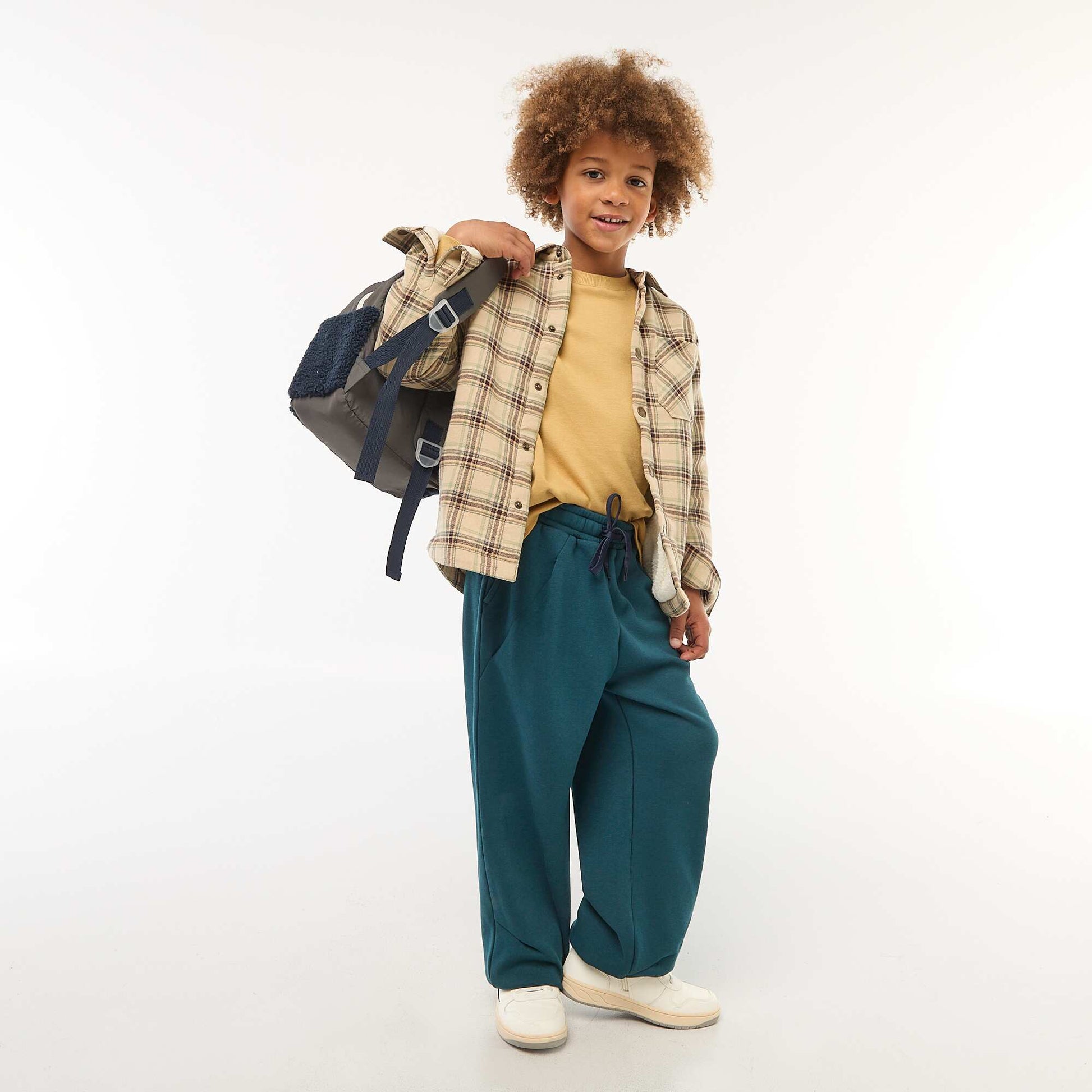 Jogging large uni en coton VERT