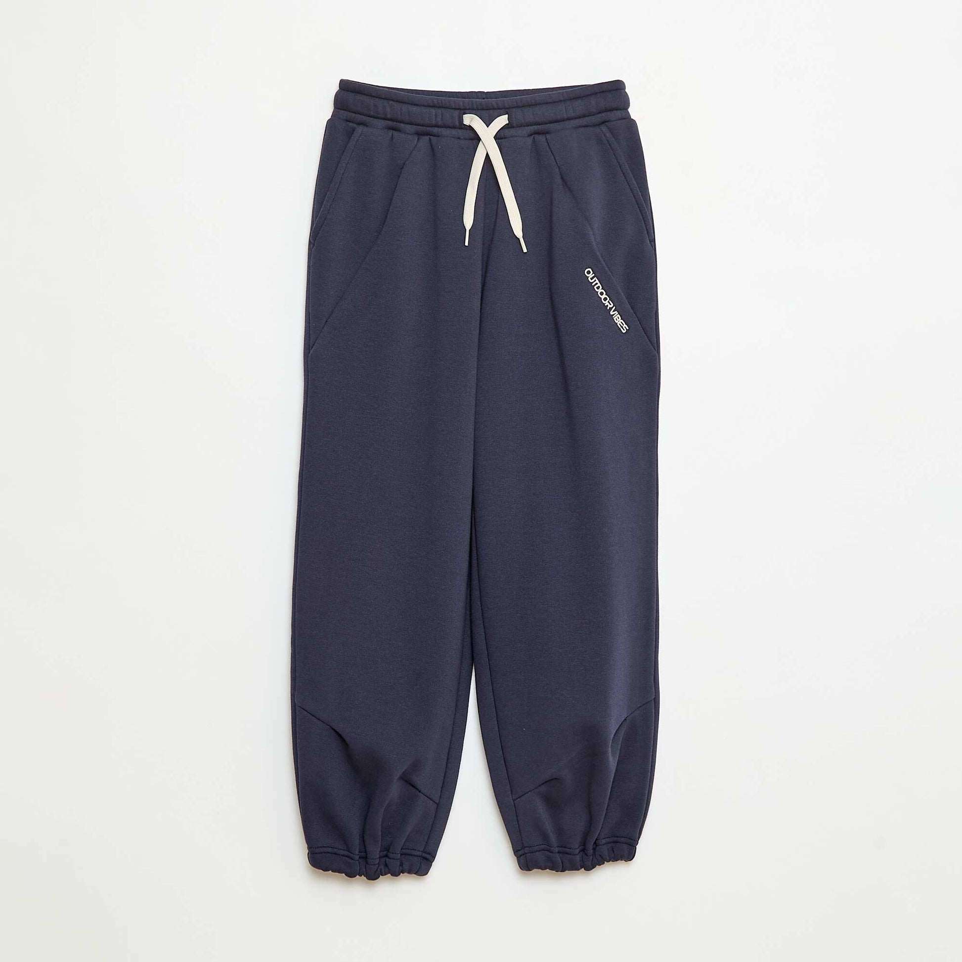 Jogging large uni en coton BLEU