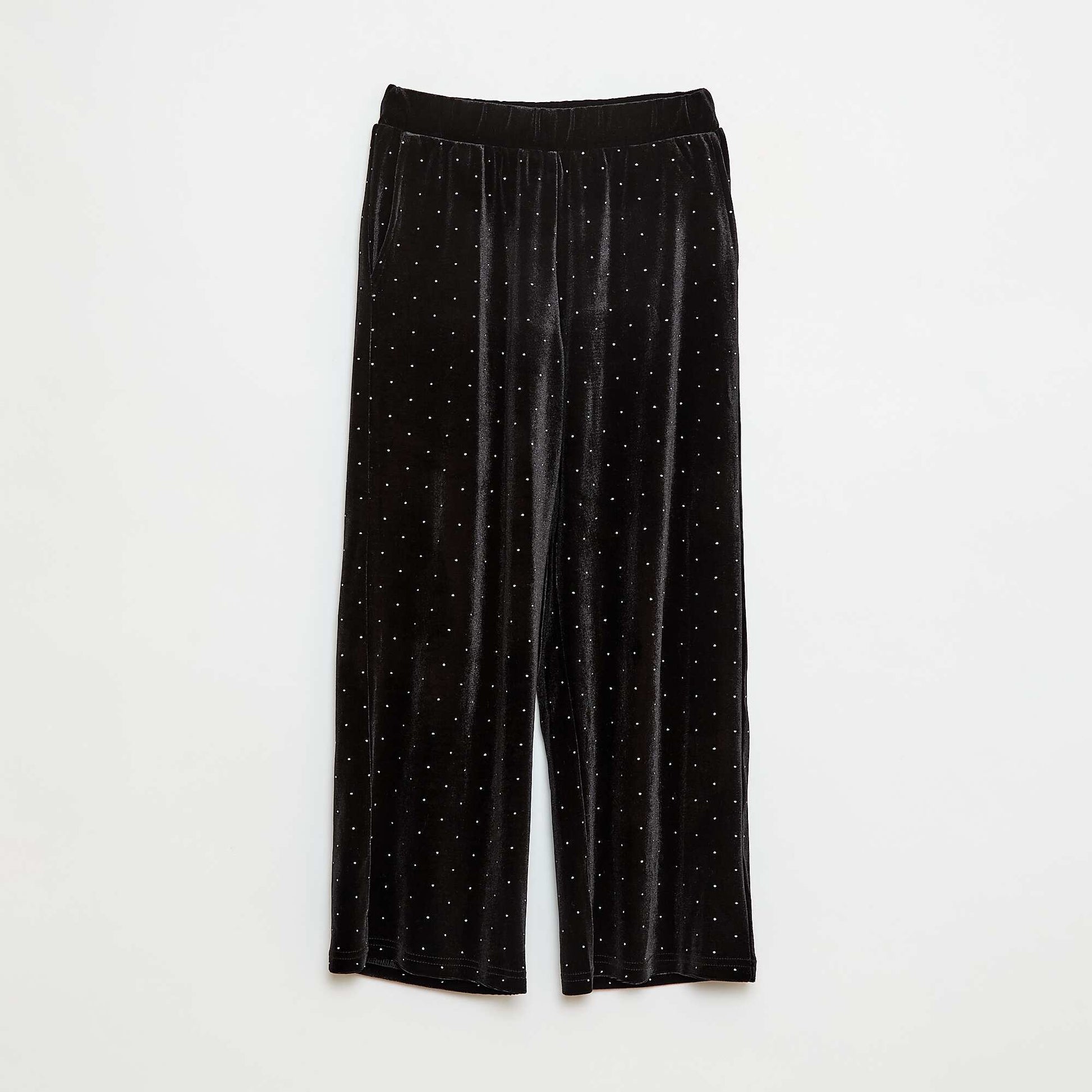 Pantalon wide leg en velours uni NOIR