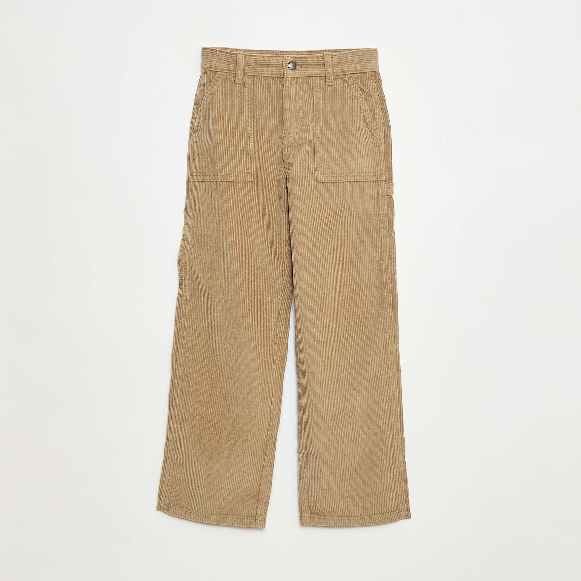 Pantalon large en velours uni MARRON
