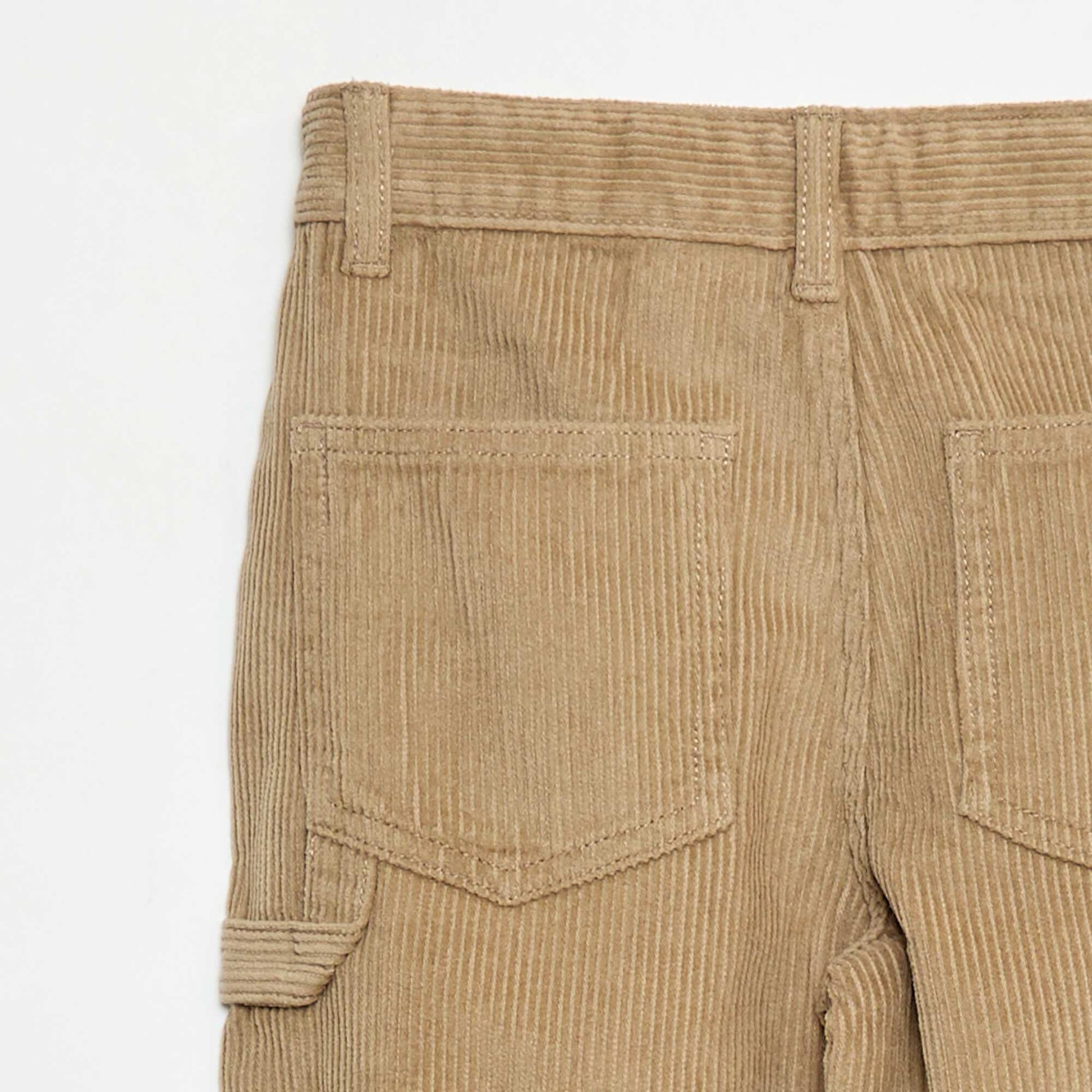 Pantalon large en velours uni MARRON