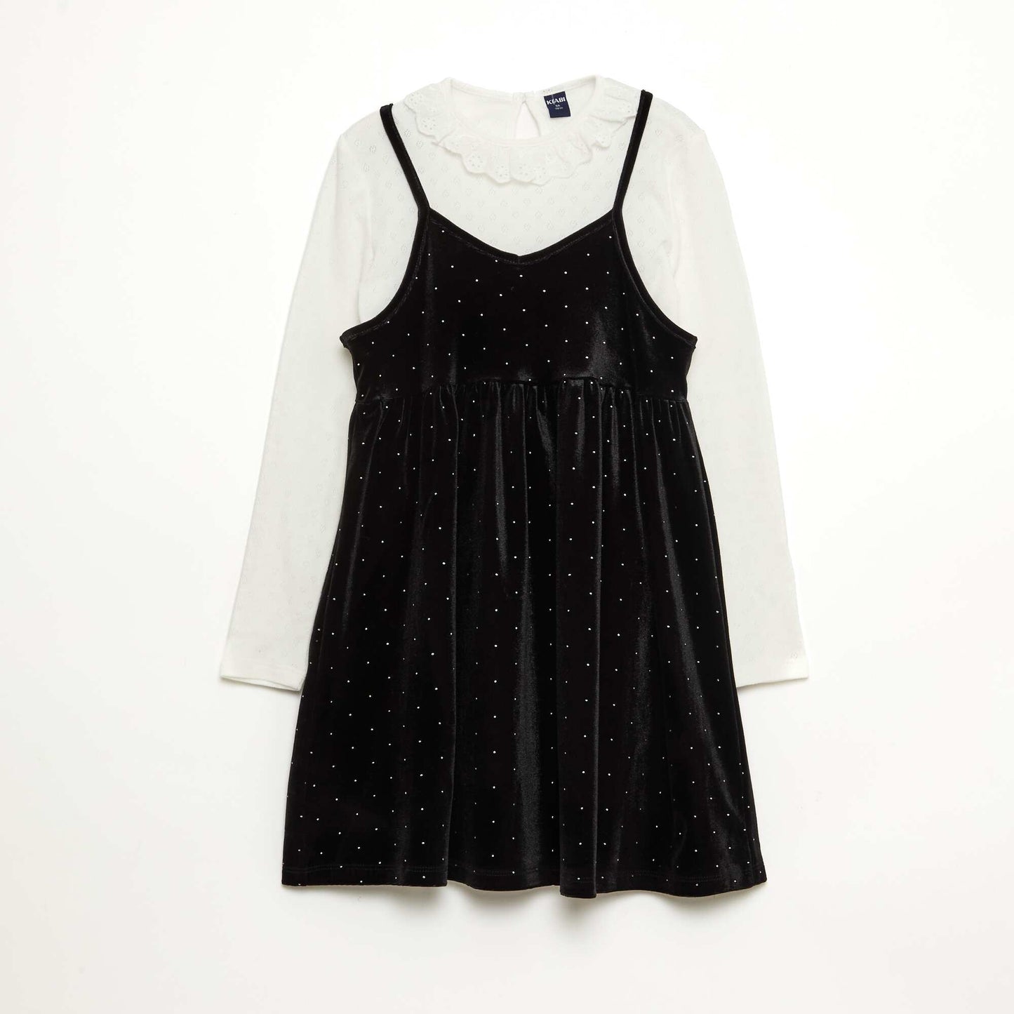 Robe 2 en 1 en velours avec strass NOIR