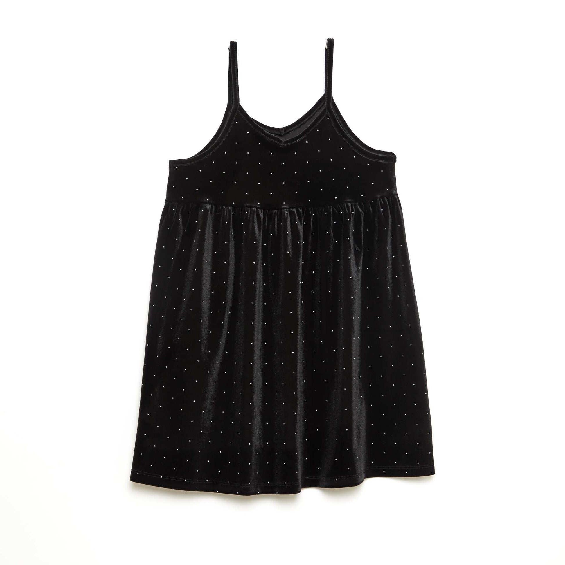 Robe 2 en 1 en velours avec strass NOIR