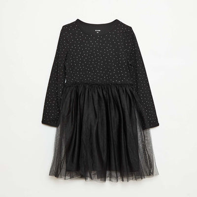 Robe avec effet 2 en 1 avec base en tulle NOIR