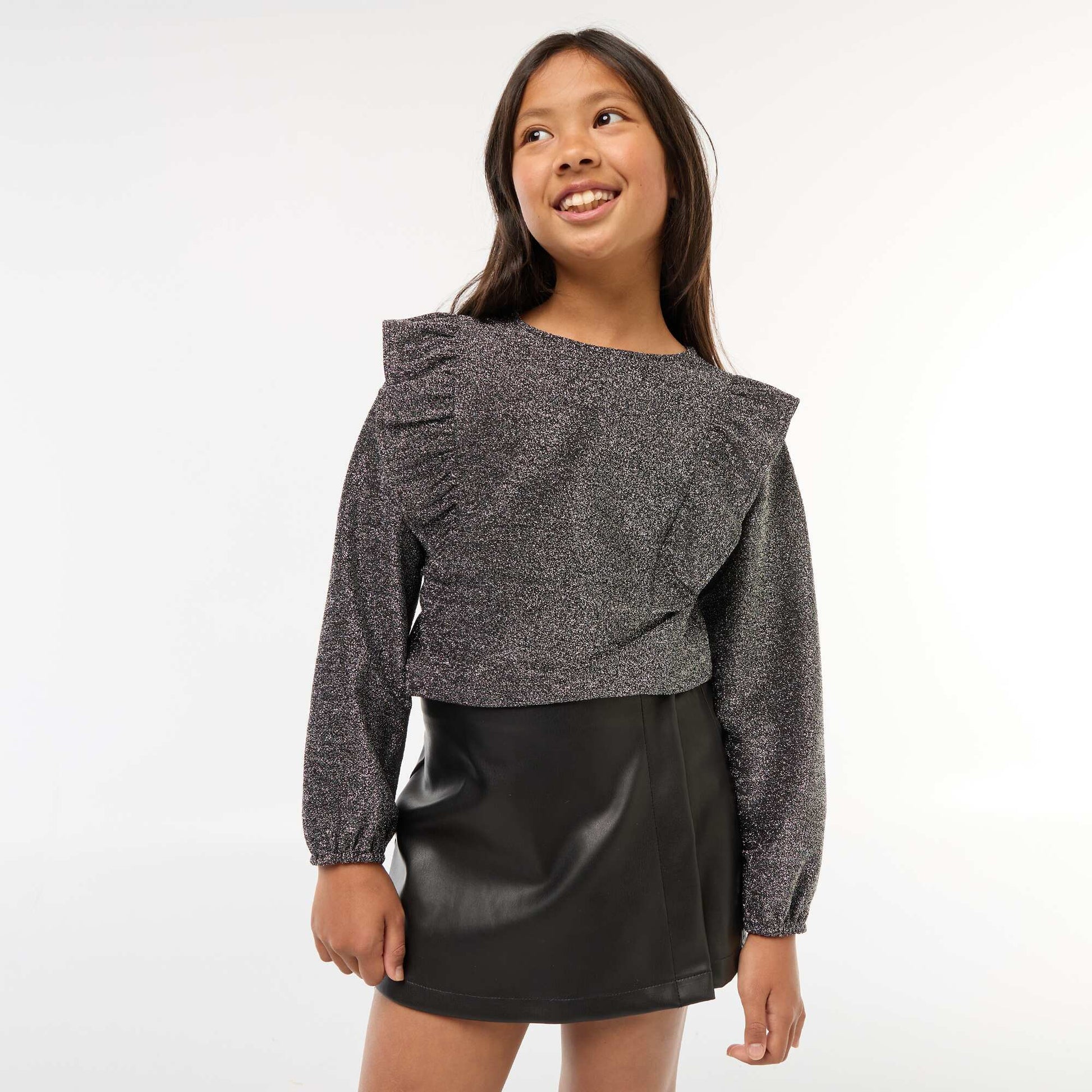 Jupe courte en faux cuir NOIR